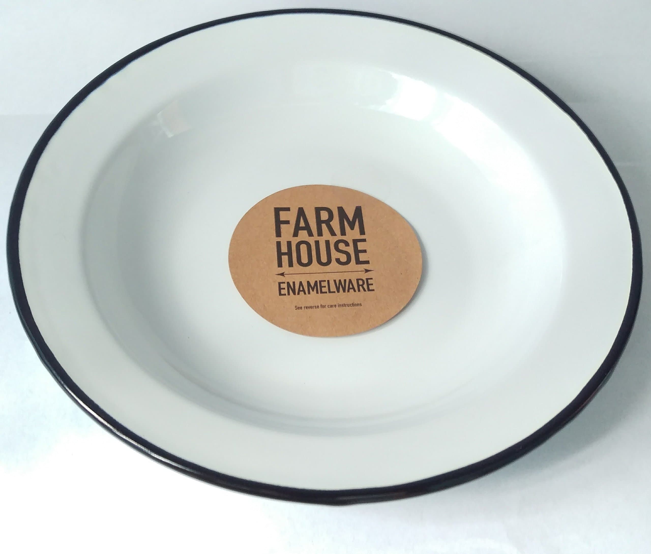 Enamel Dish Plate - Diameter 22cm - Height 3.5cm - White