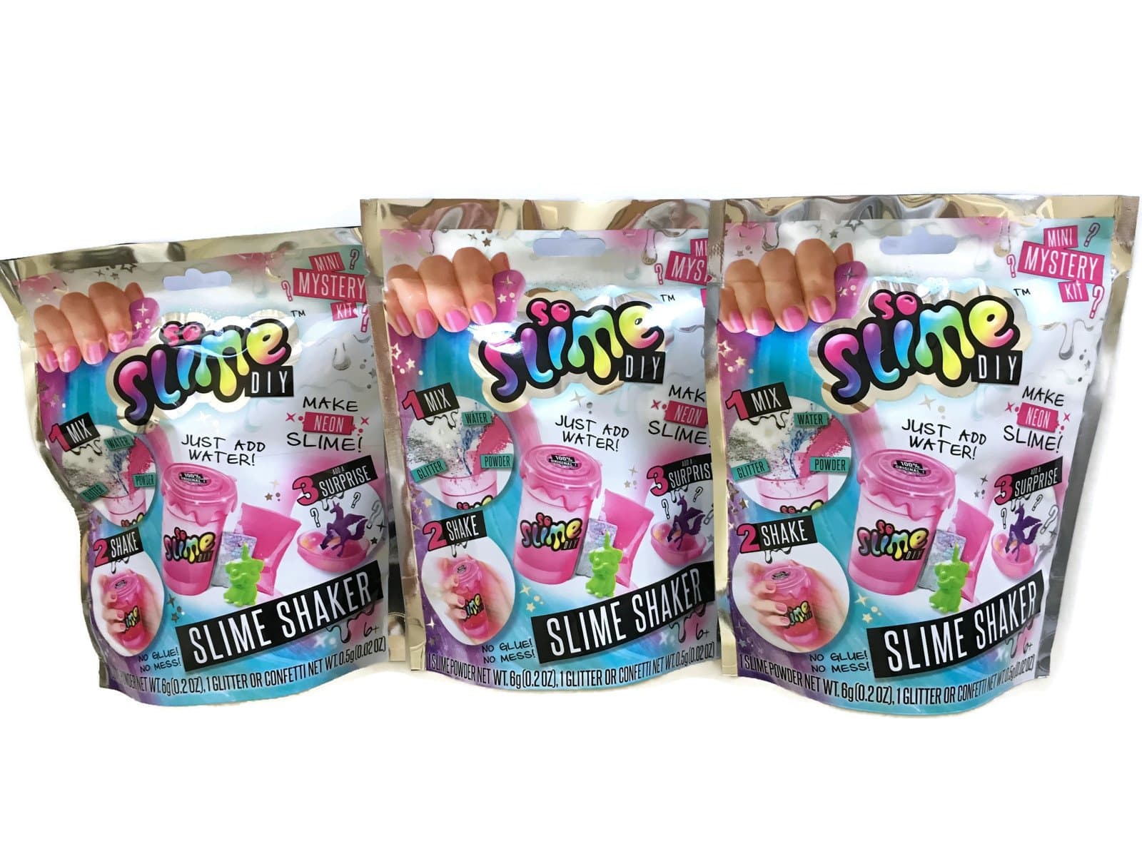So Slime 3-Pack Slime Kit with Toys Glitter Confetti Shakers DIY Just Add Water