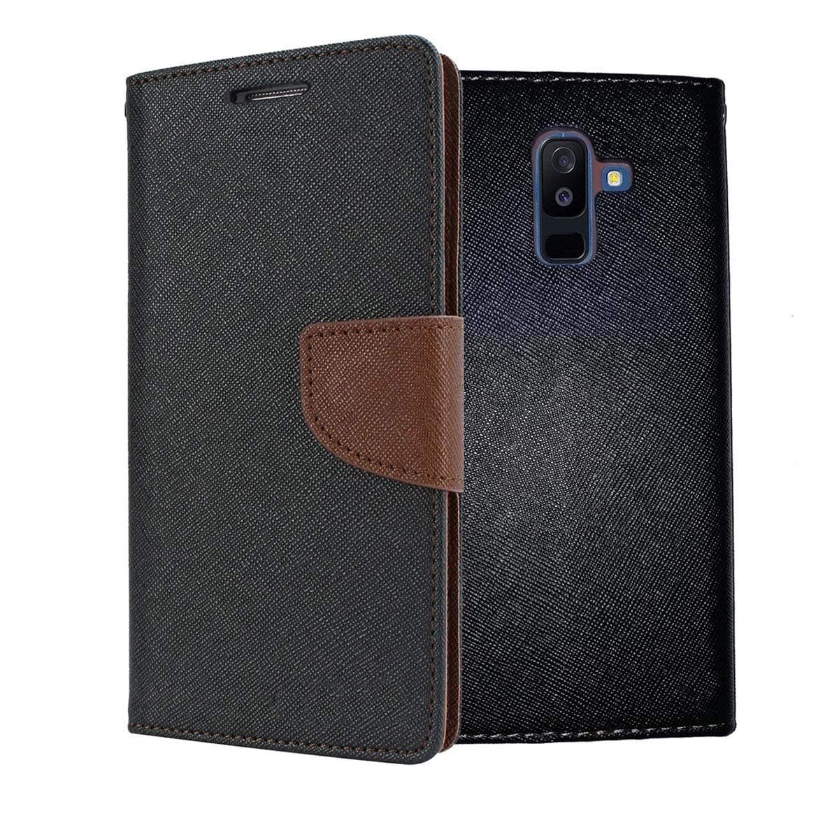 ORC Galaxy A8+ Flip Cover-Luxury Mercury Diary Wallet Style, with Magnetic Flip Cover for Samsung Galaxy A8+ (Plus) (Black:Brown)