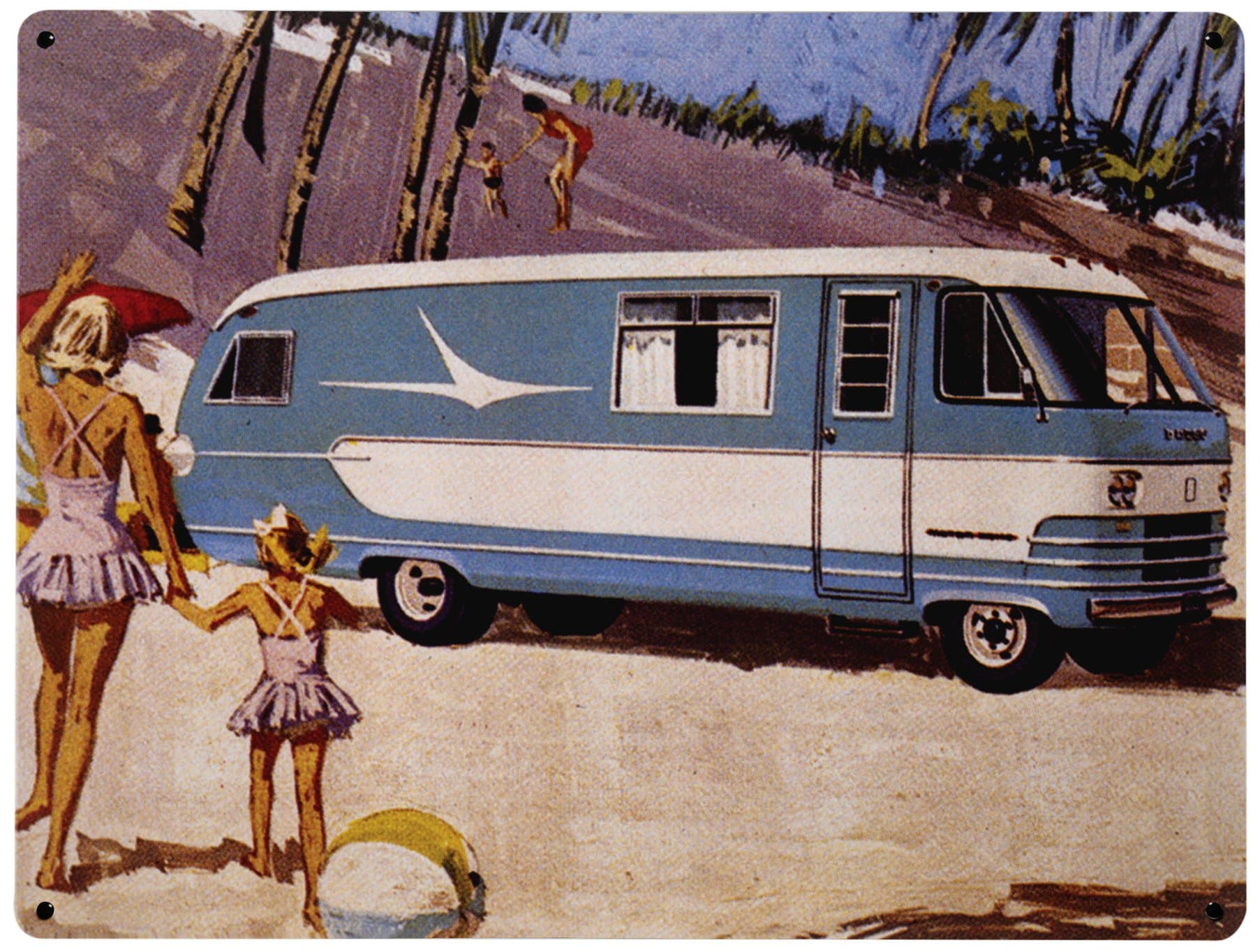 HEMINGWAY DESIGN 100 x 75 cm Campervan Craving Metal Wall Art Panel/Large Magnetic Notice Board