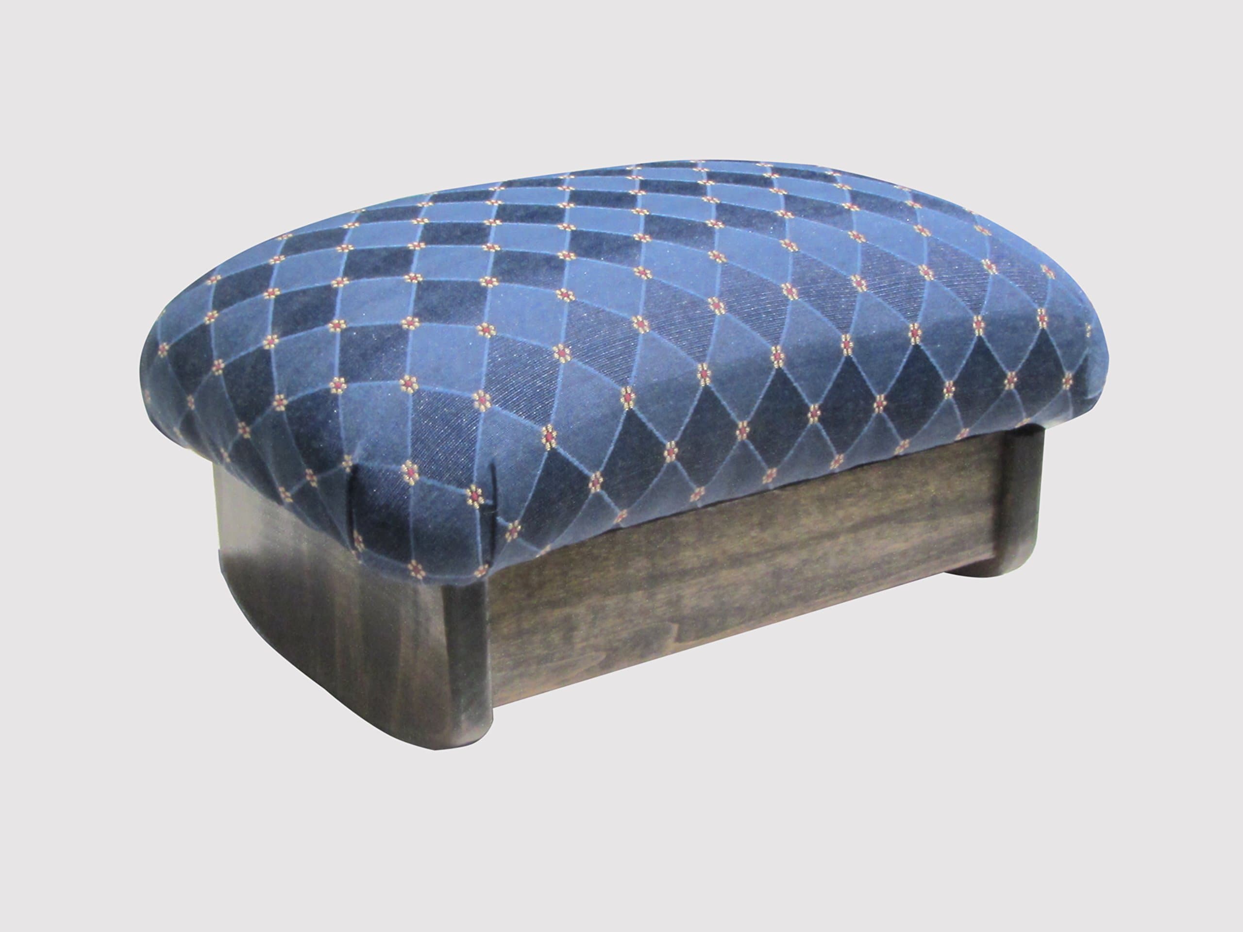 KR Ideas Rocking Padded Foot Stool 7" Tall Walnut Stain (Made in The USA) (Rhapsody in Blue)