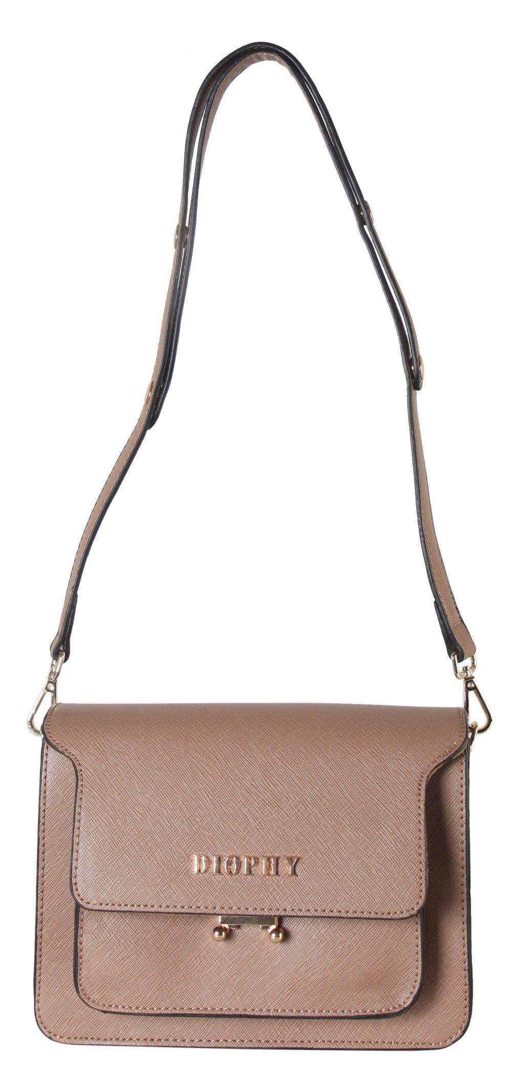 Diophy PU Leather Front Metal Logo Multi Spaced Cross Body Handbag Womens Purse GS-3793 SZ-3793