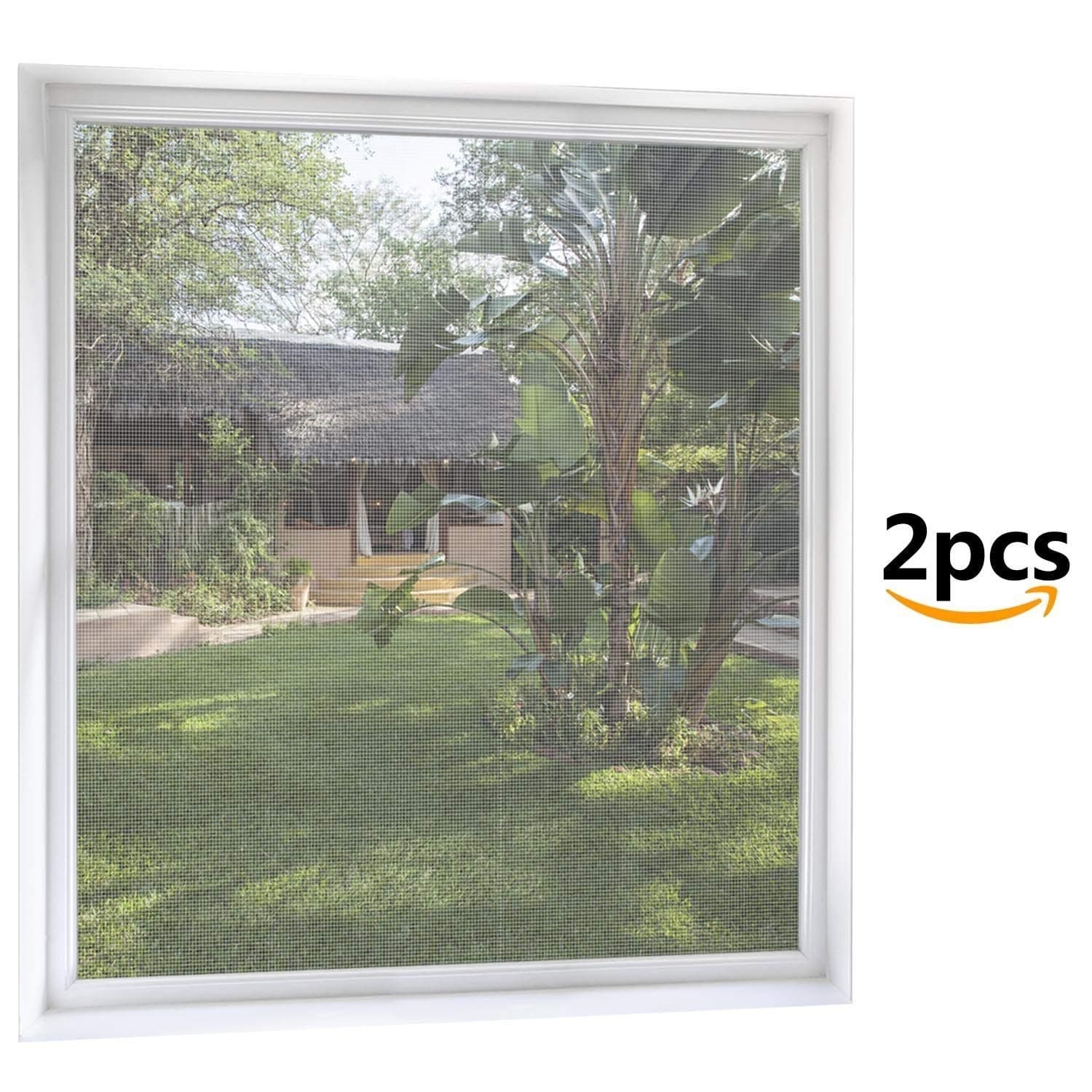 MYCARBON Window Insect Screen 2 Pack 120 x 120 cm Insect Mesh Window Insect Screen Can Be Cut to Fit Without Drilling | Transparent | Insect Protection Mosquito Window Net White