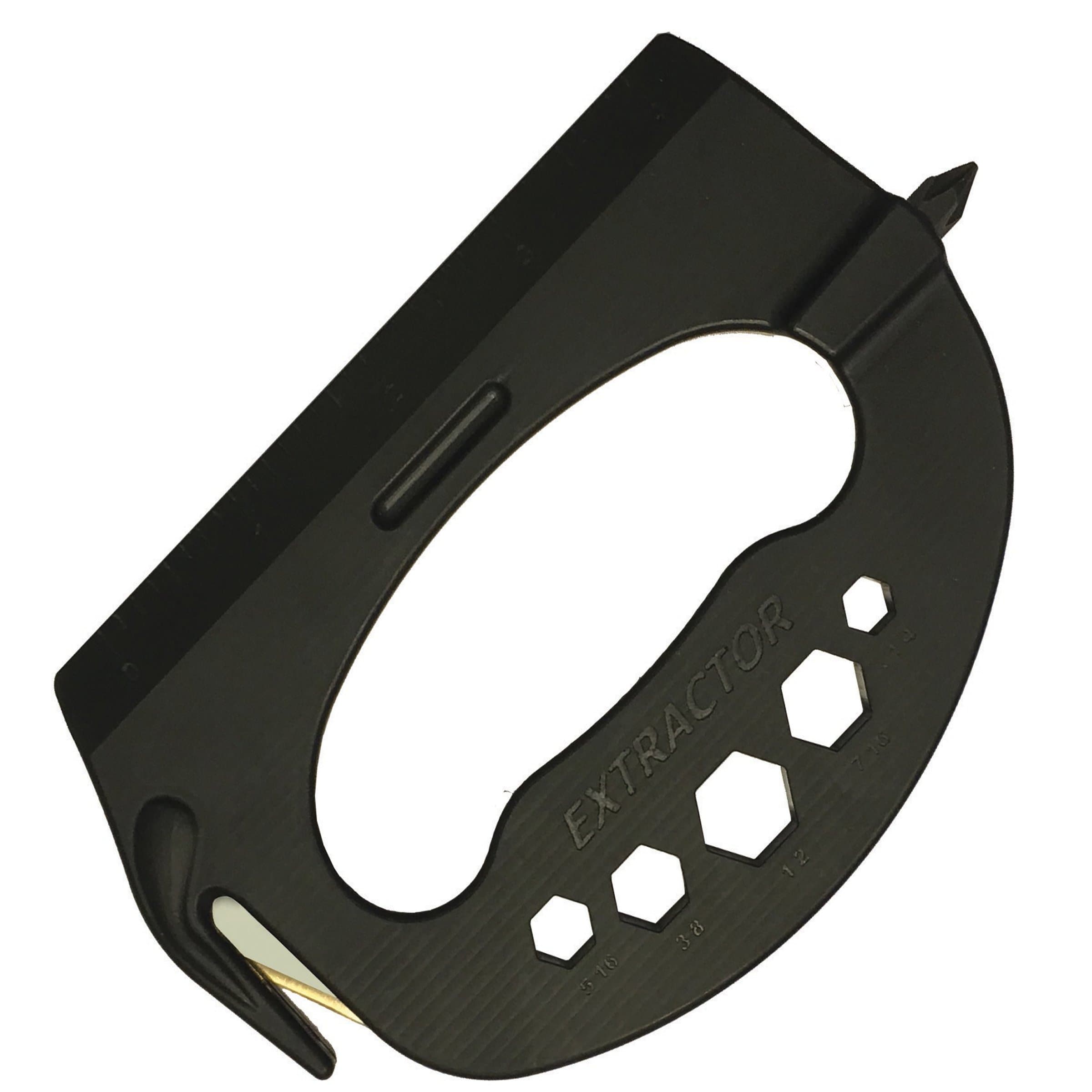 Glass Window Break Seat belt Cutter, Window ice scraper, Hex Bit Drivers, ruler & The Extractor! The Life Saving 6 in 1 Tool