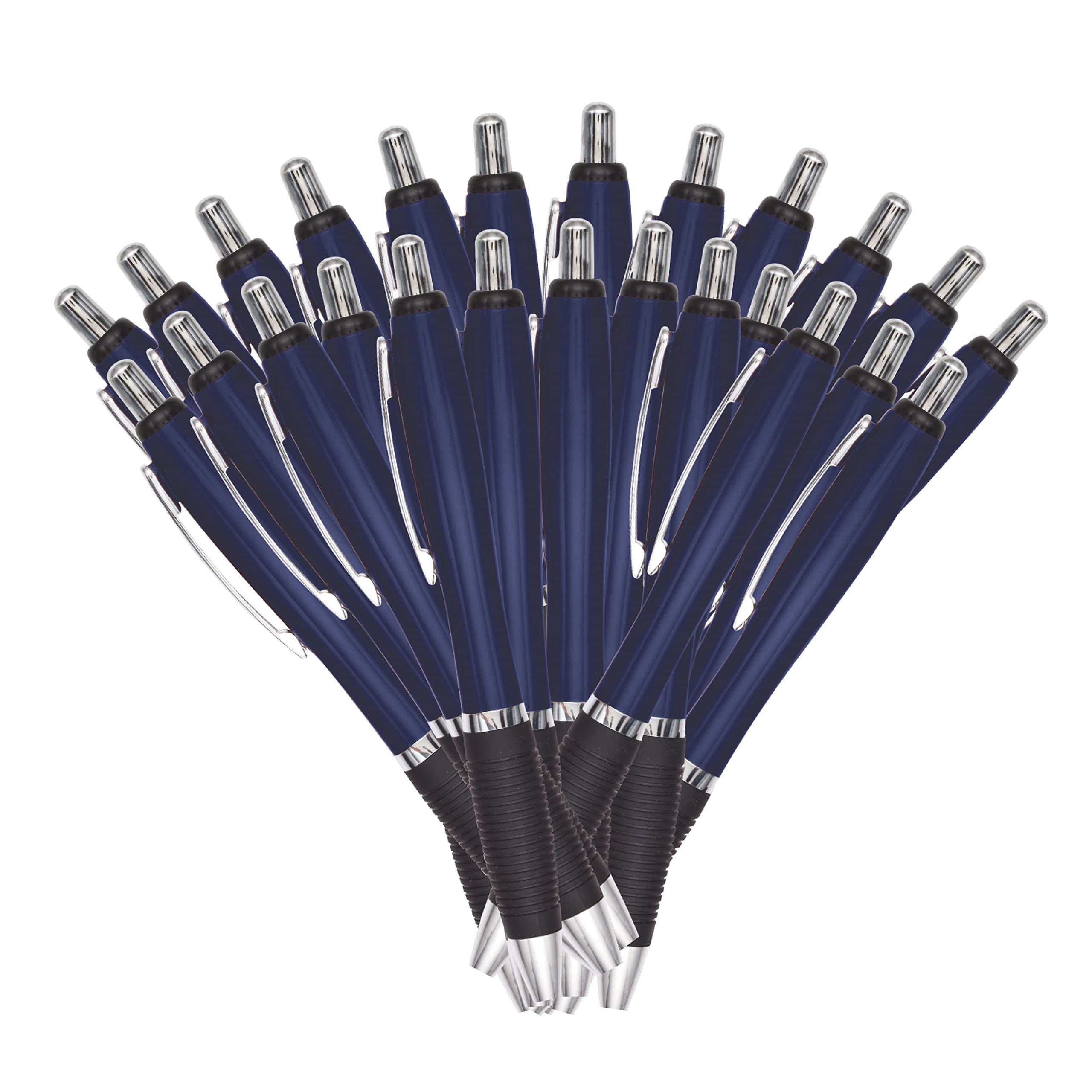 25/50 /100 Pieces bulk Classik Contoured shaped ballpoint pen with black ink & rubber grip (25, Blue)