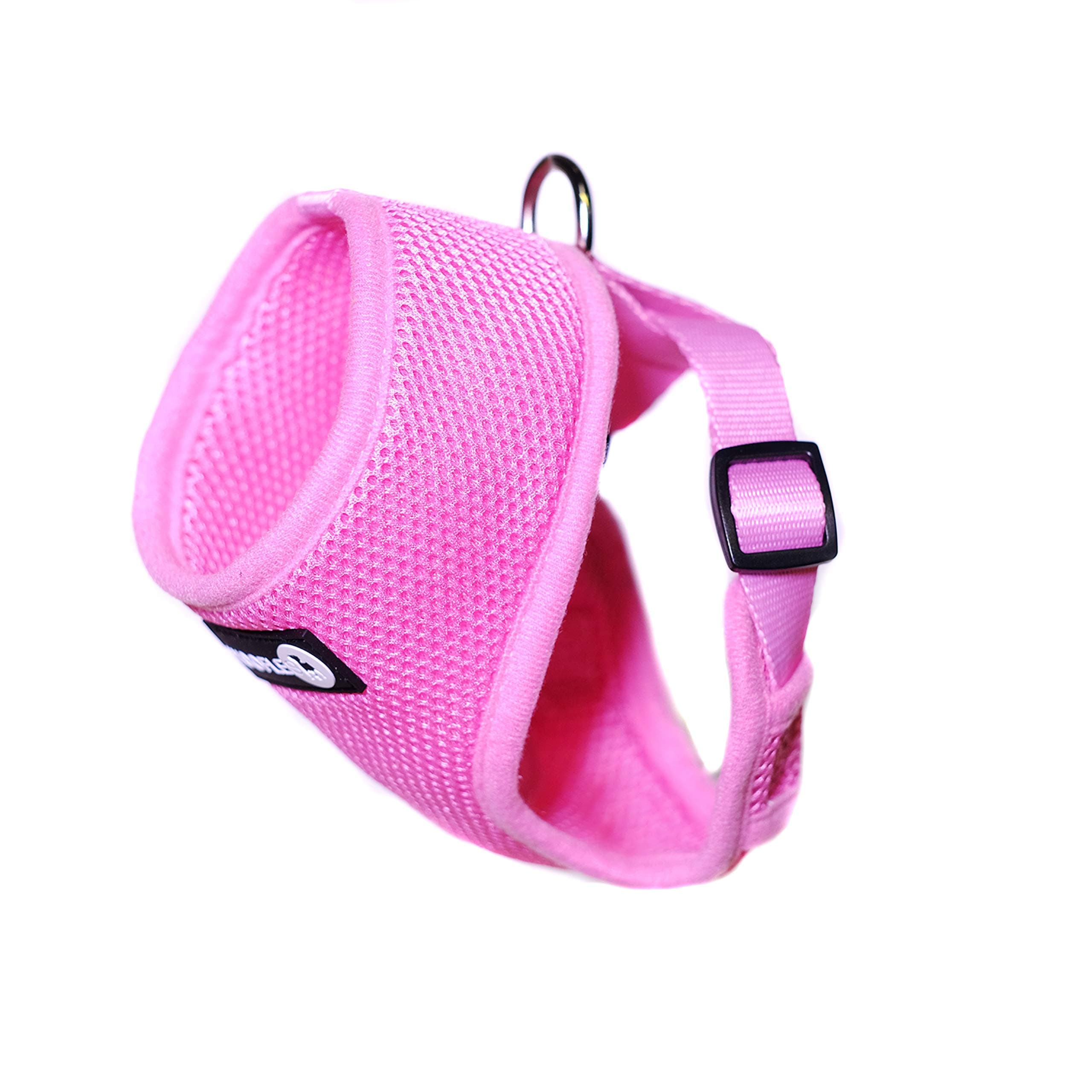 Woofles Dog Harness No Pull Adjustable Soft Padded Mesh Style Harness in Various Sizes and Colours with Optional Matching Dog Lead (M, Pink)