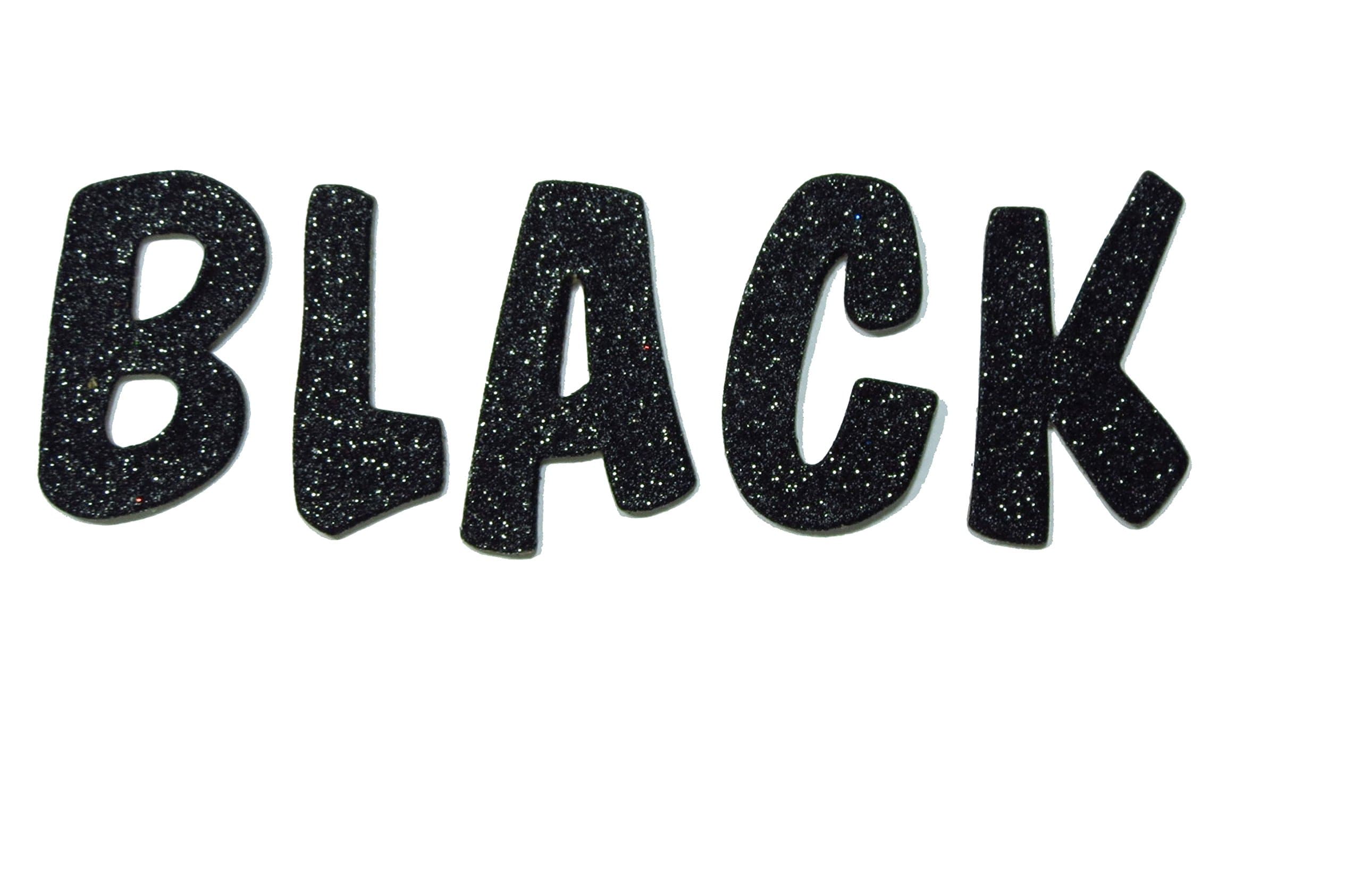 Black Metallic Glitter HandCut 1.5" Chipboard Letters Alphabet Set Lollipop Font Sickers Uppercase