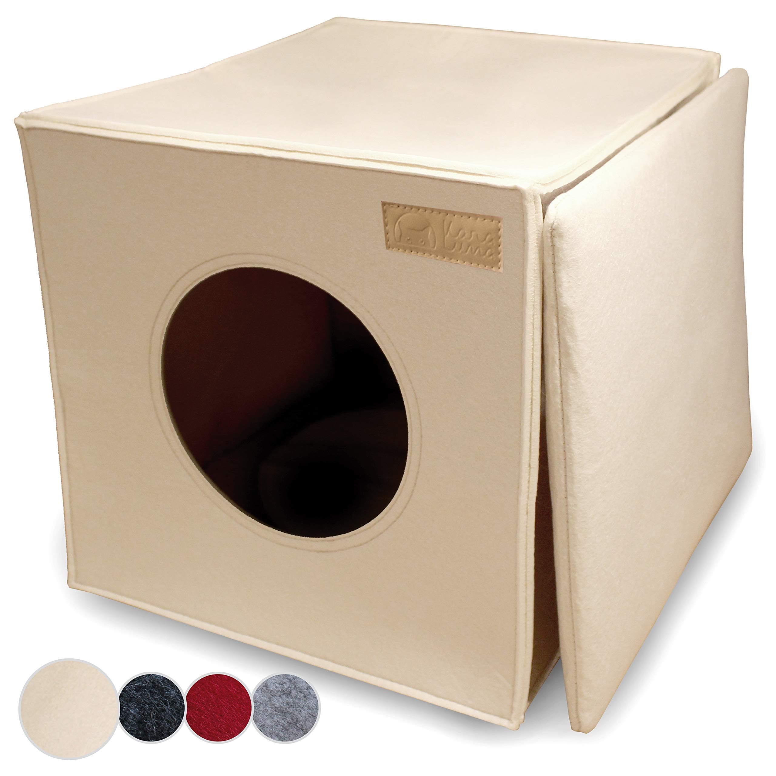 KaraLuna Cat Cave Felt for Shelving e.g. Kallax or Expedit I Cuddly Cave Shelf I Cat Cave for 2 Cats or Large Cats I Cat Sleeping Place Cat Basket Felt (Beige)