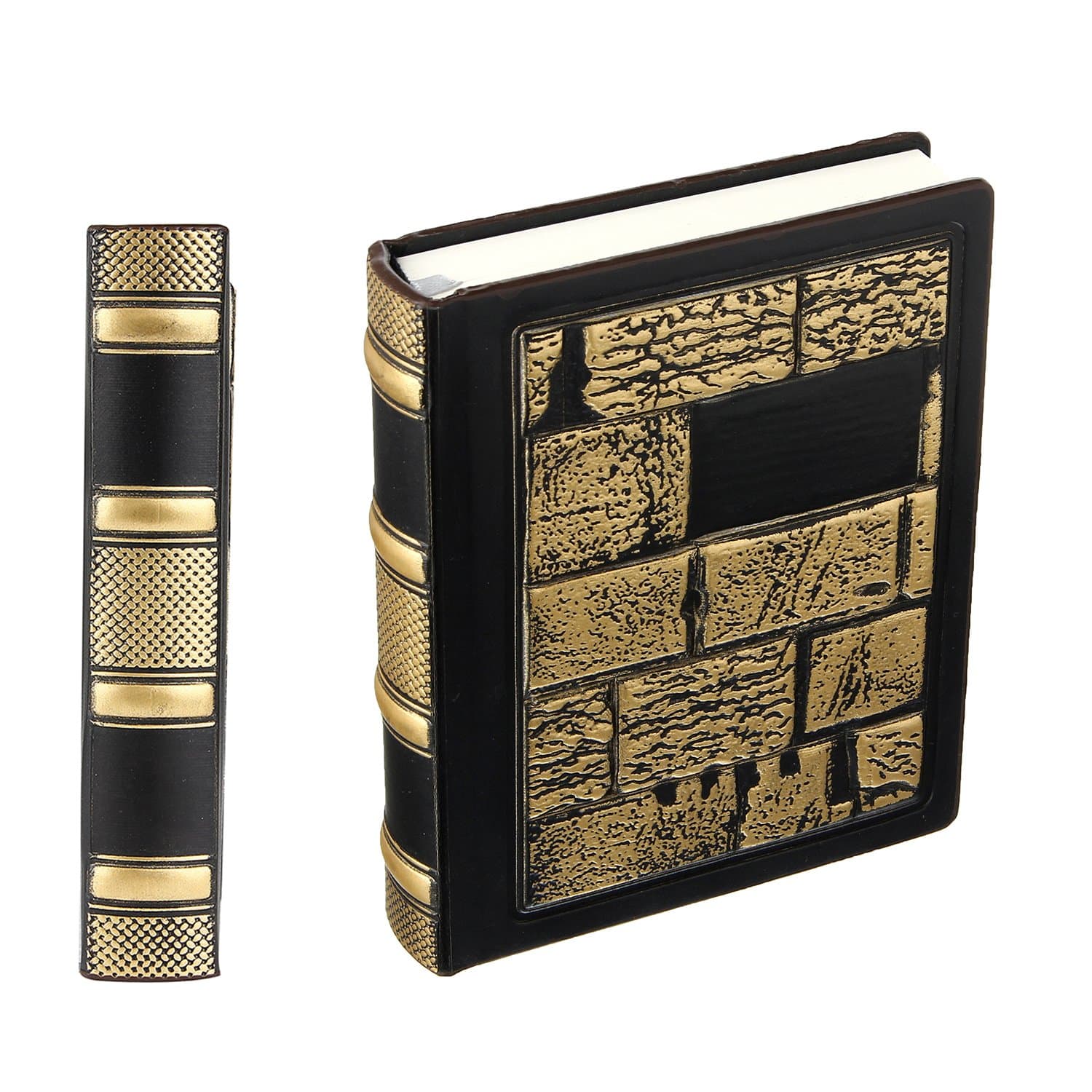 XUAN Small Vintage Thick Blank Notebook A6 Hardback PU Leather Handmade Plain Paper Drawing Writing Design Sketch Book Travel Journal Diary Birthday Anniversary Gift for Women Men Mum 3D Wall Bronze