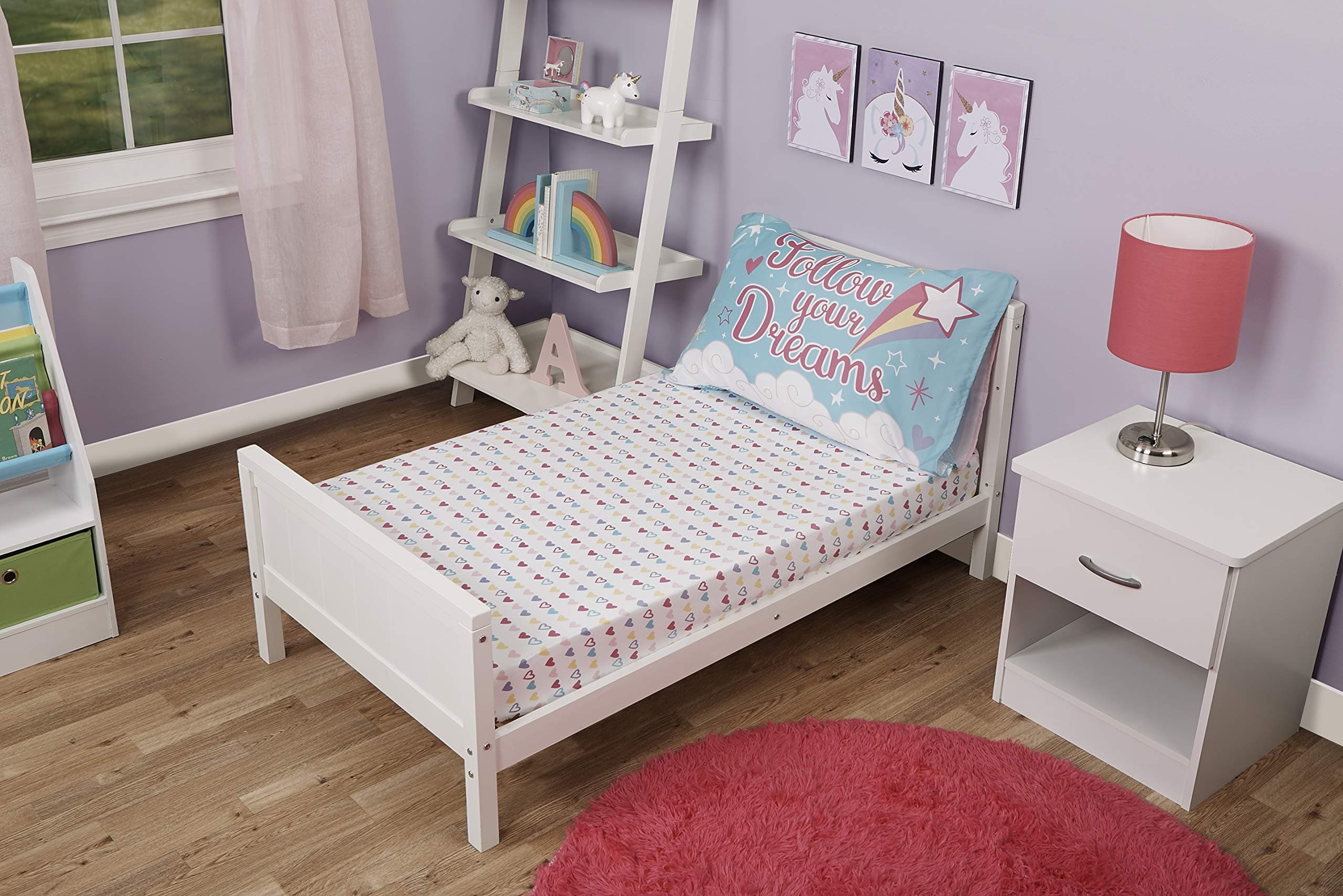 Funhouse Toddler Bed Sheet Set - Includes Fitted Sheet and Pillowcase Set - Unicorn Design for Girls Bed, Pack of 2