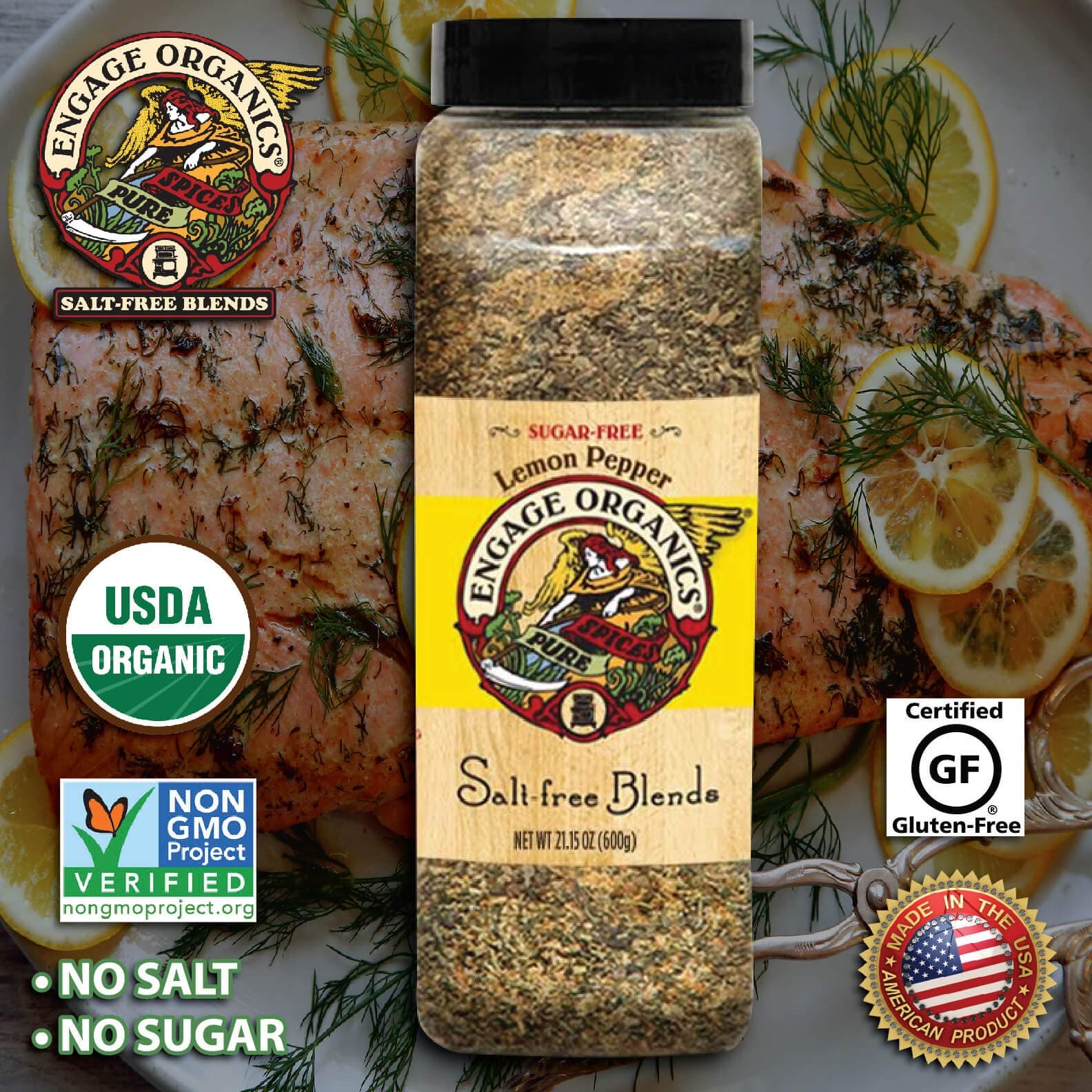 Engage Organics Lemon Pepper, 21.15 Ounce