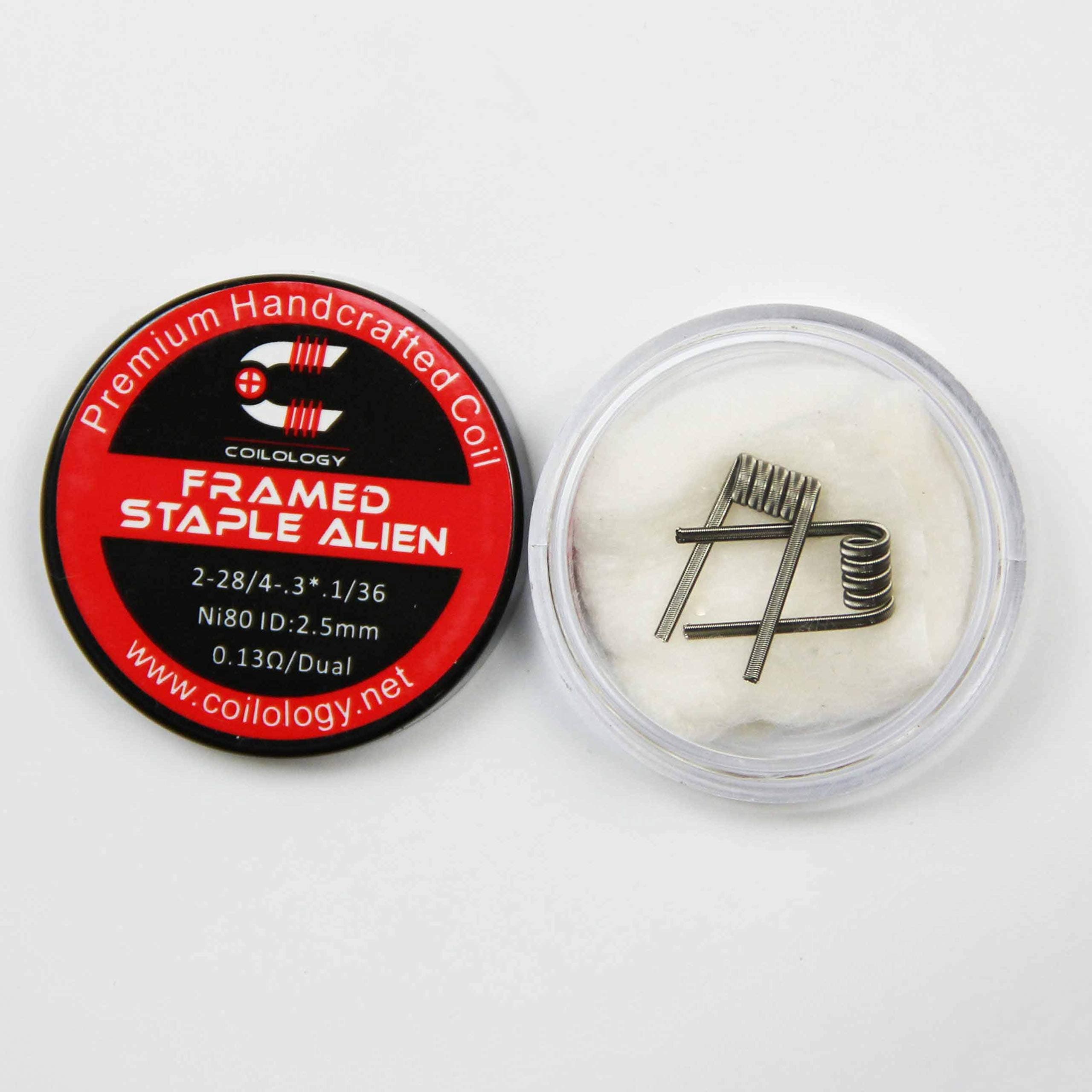 COILOLOGY Pre-Made Framed Staple Alien 2-28/4-.3*.1/36 Nichrome Coils - Pack of 2