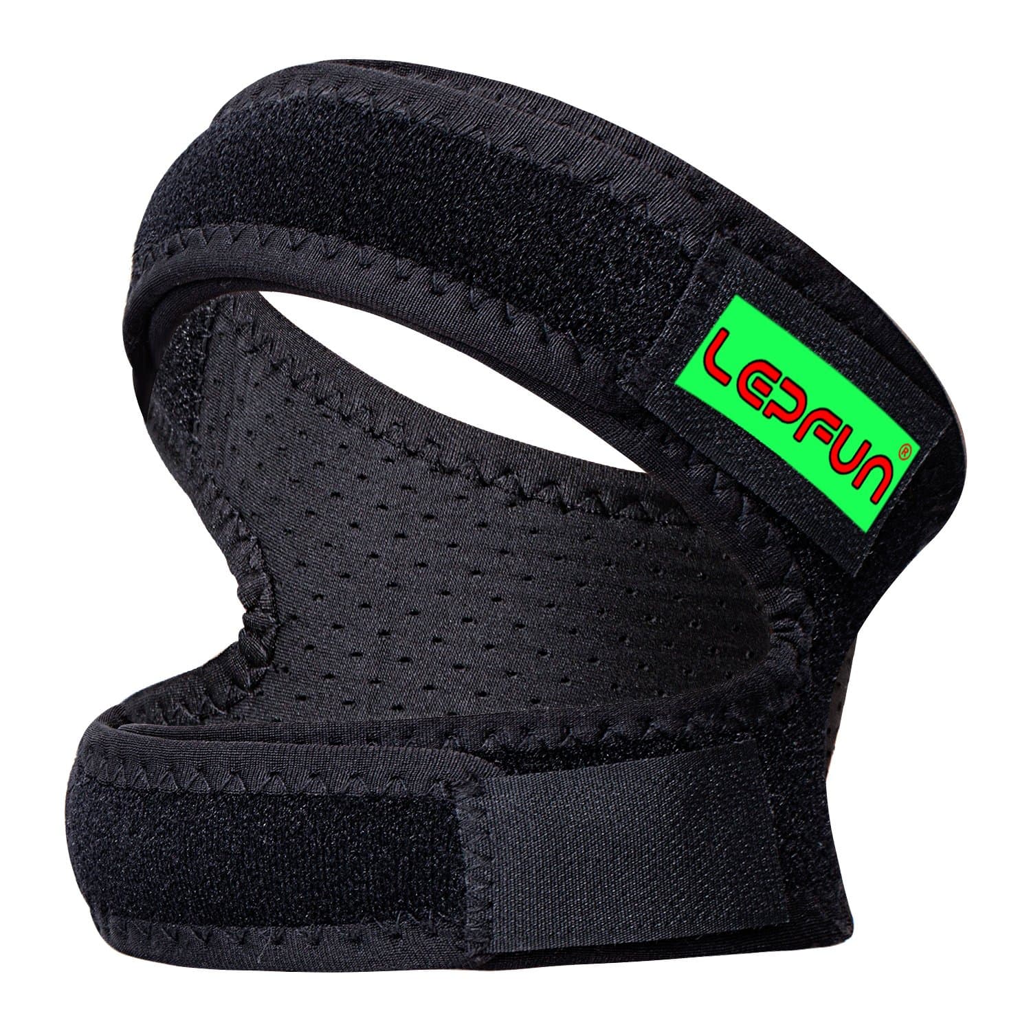 Lepfun P3000 Patella Knee Strap,Adjustable Dual Strap Band Brace for Knee Support- Fit Running, Basketball and Arthritis.Black(1 Piece),11'' - 22''