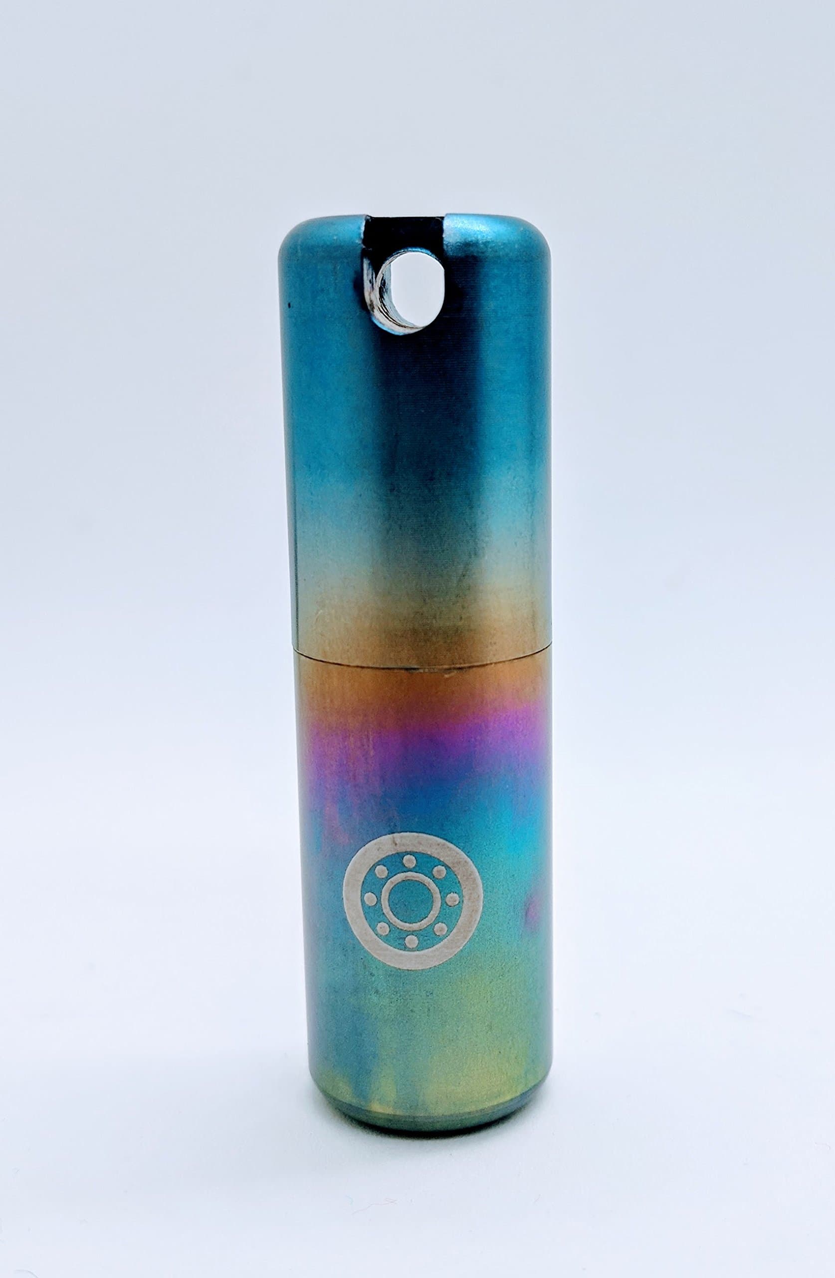 CLOSS Titanium Single Chamber Rainbow Pill Holder/Container Keychain Waterproof Emergency Aspirin