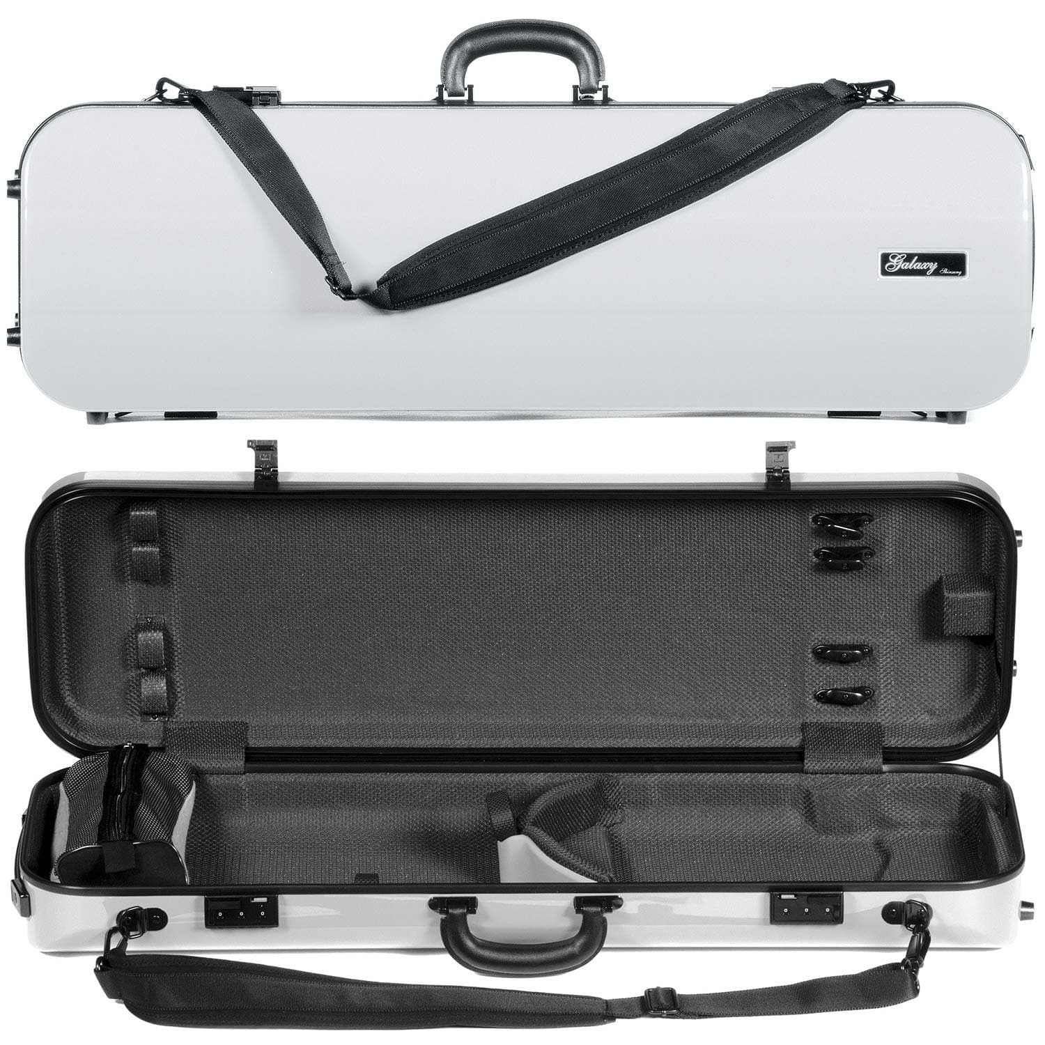 Galaxy Comet 500SL Oblong White Violin Case with Gray interior