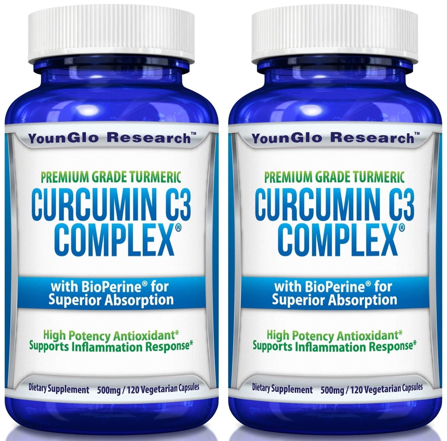 Curcumin C3 Complex with BioPerine - Powerful Health Benefits - Non-GMO Vegetarian Tumeric Capsules (2 Pack)