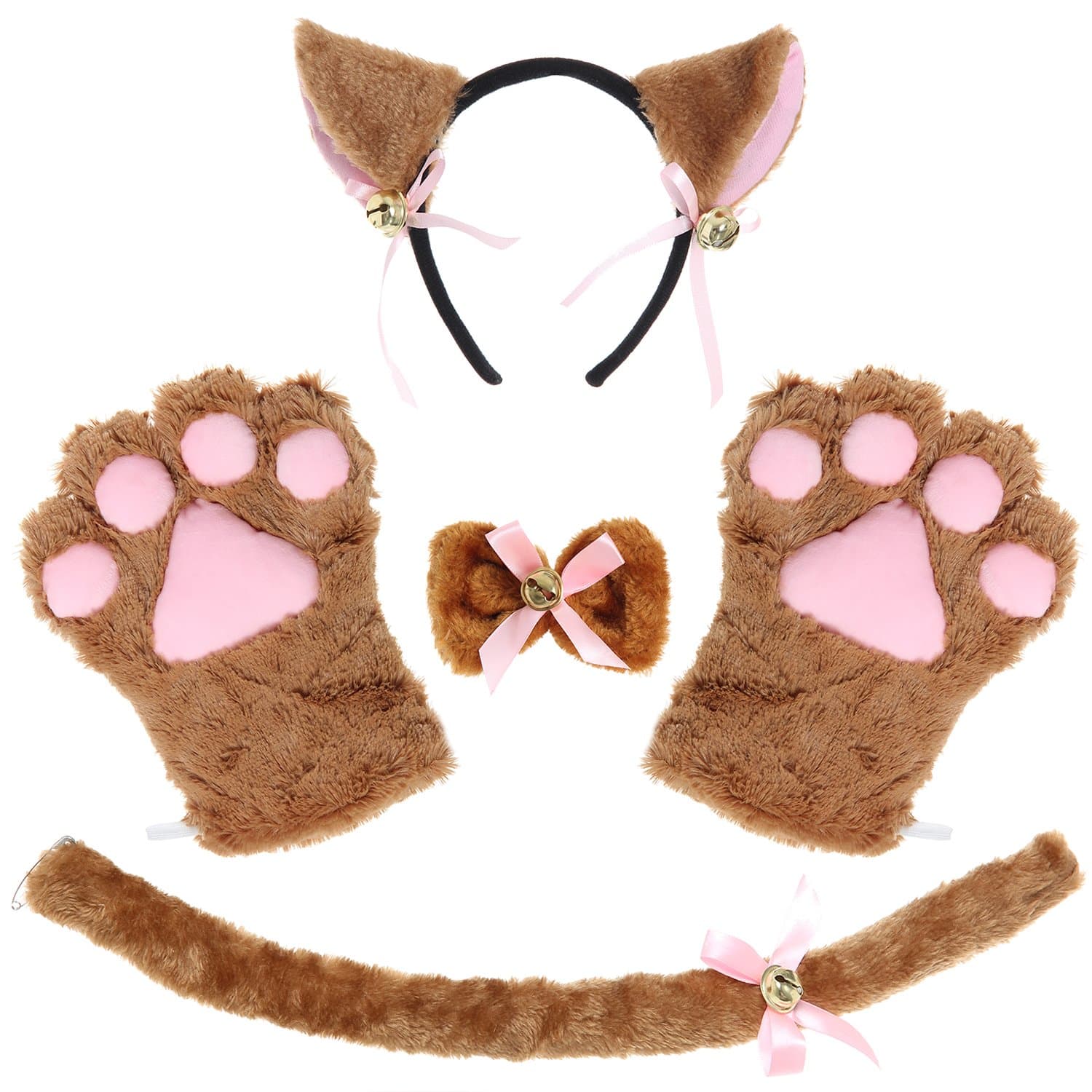 JustinCostume Cat Cosplay Set Ears Tail Collar Paws