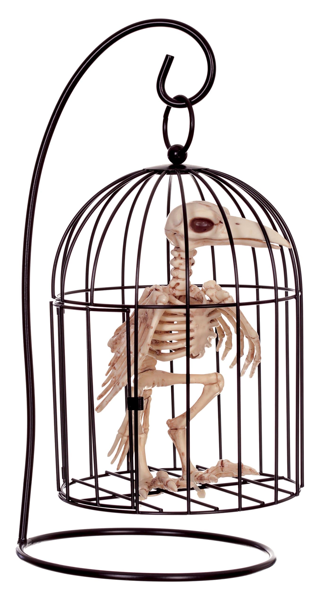 Crazy Bonez Skeleton Crow in Small Cage