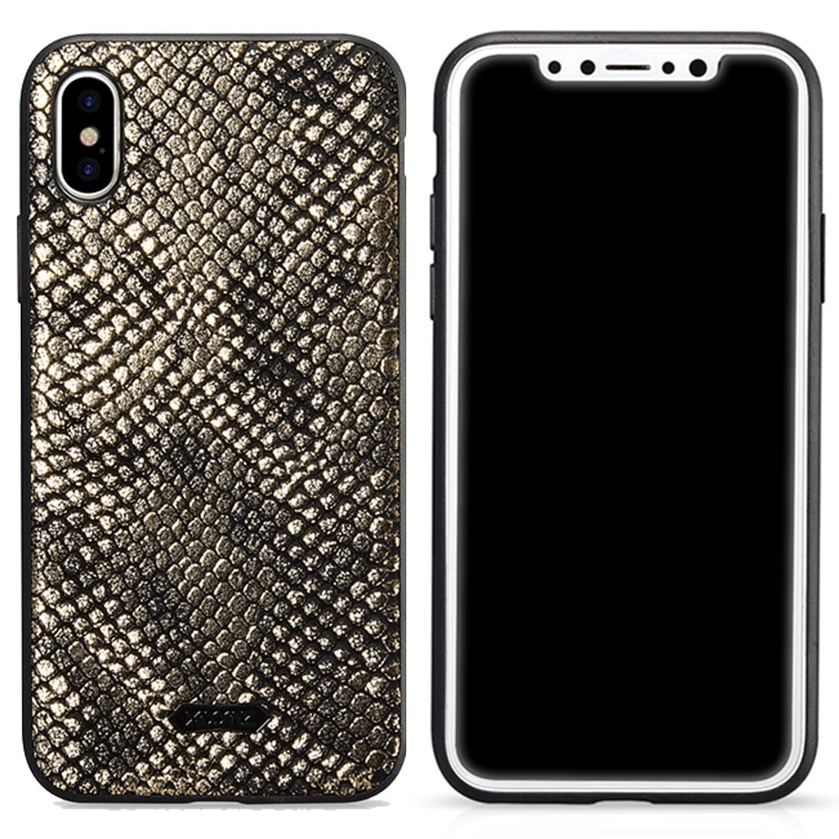 iPhone X Case Snakeskin Leather for apple iphonex luxury i phone 10 protective aphone snake skin cover iphonexcase xphone 5.8 inch (gold)