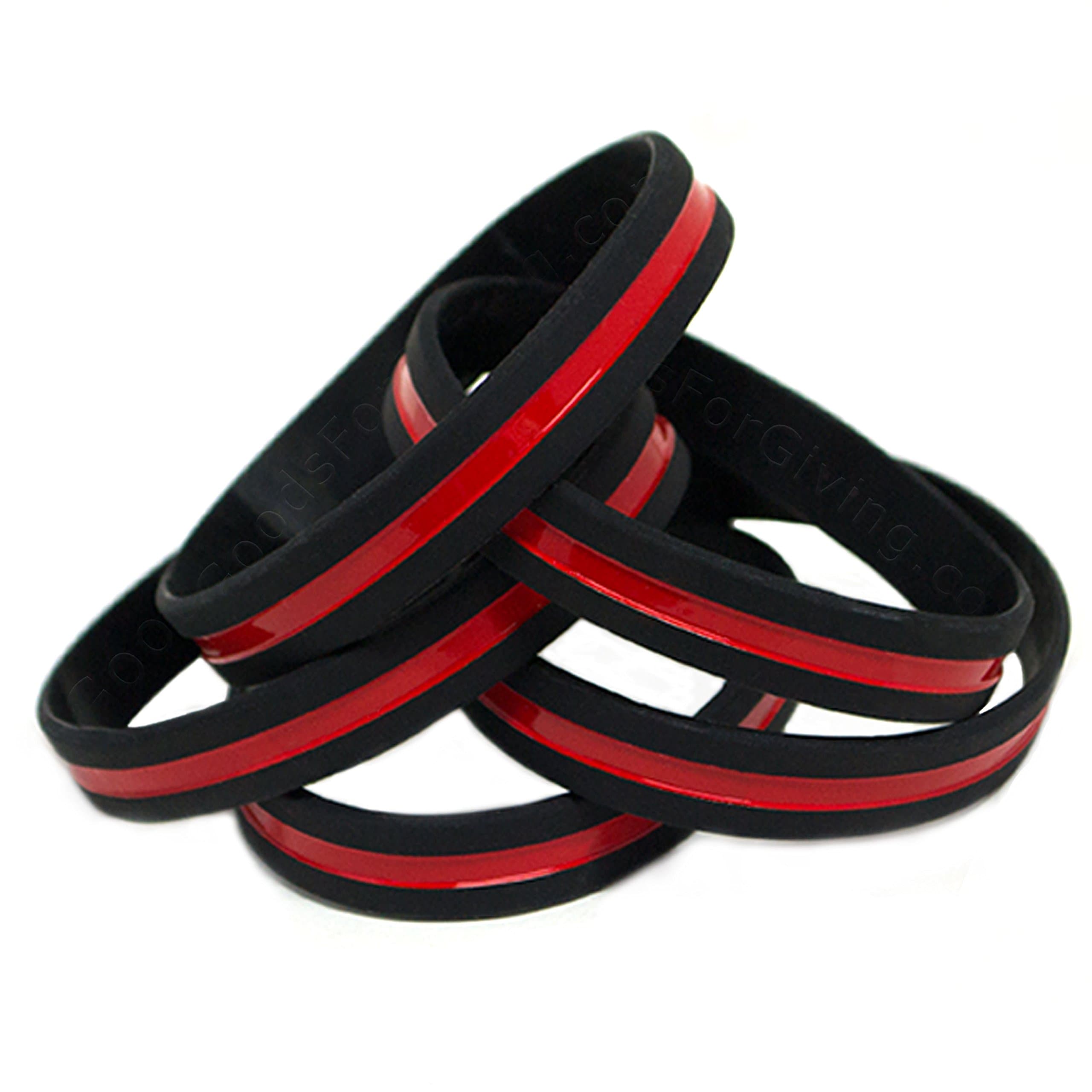 Goods For Giving Thin Red Line Bracelet Firefighter Support · 1, 5, 10, 25, 50, 100 Packs