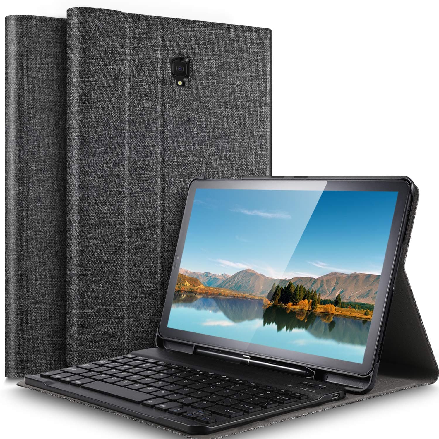 IVSO Keyboard Case for Samsung Galaxy Tab S4 10.5 T830N/T835N (QWERTY), Slim PU Case with Detachable Wireless Keyboard for Samsung Galaxy Tab S4 SM-T830N/T835N 10.5 inch, Gray