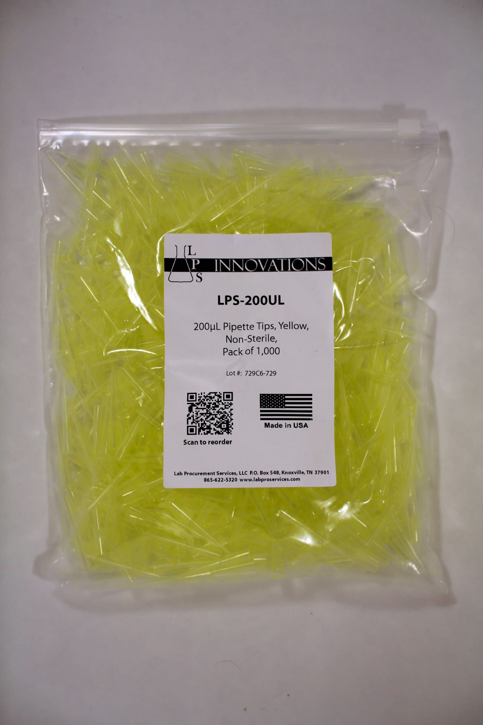 200uL Universal Pipet Tips, Yellow, Bulk, PK1000
