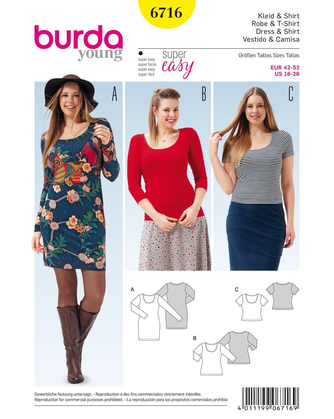 Burda Pattern 6716 Dress and White T-Shirt
