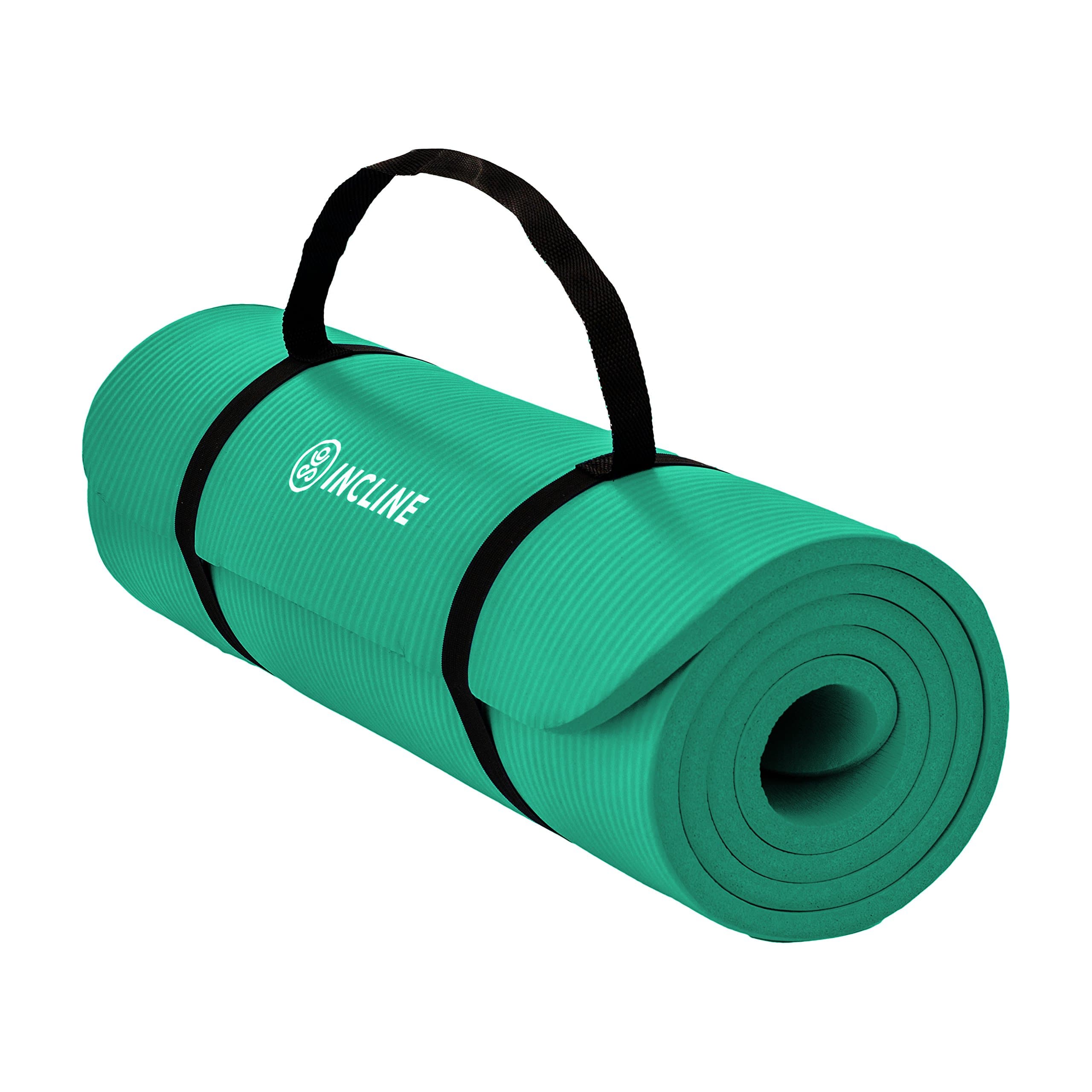 Incline Fit Extra Thick Exercise Mat w/ Carrying Strap - Non Slip & Comfortable Workout Mat For Yoga, Pilates, Stretching, Meditation, Floor & Fitness Exercises