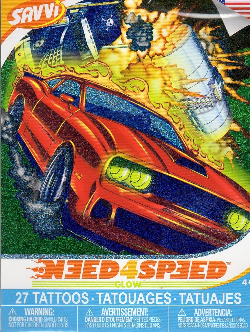Savvi Need For Speed Glow In The Dark - Temporary Tattoos - 27 Tattoos By Savvi