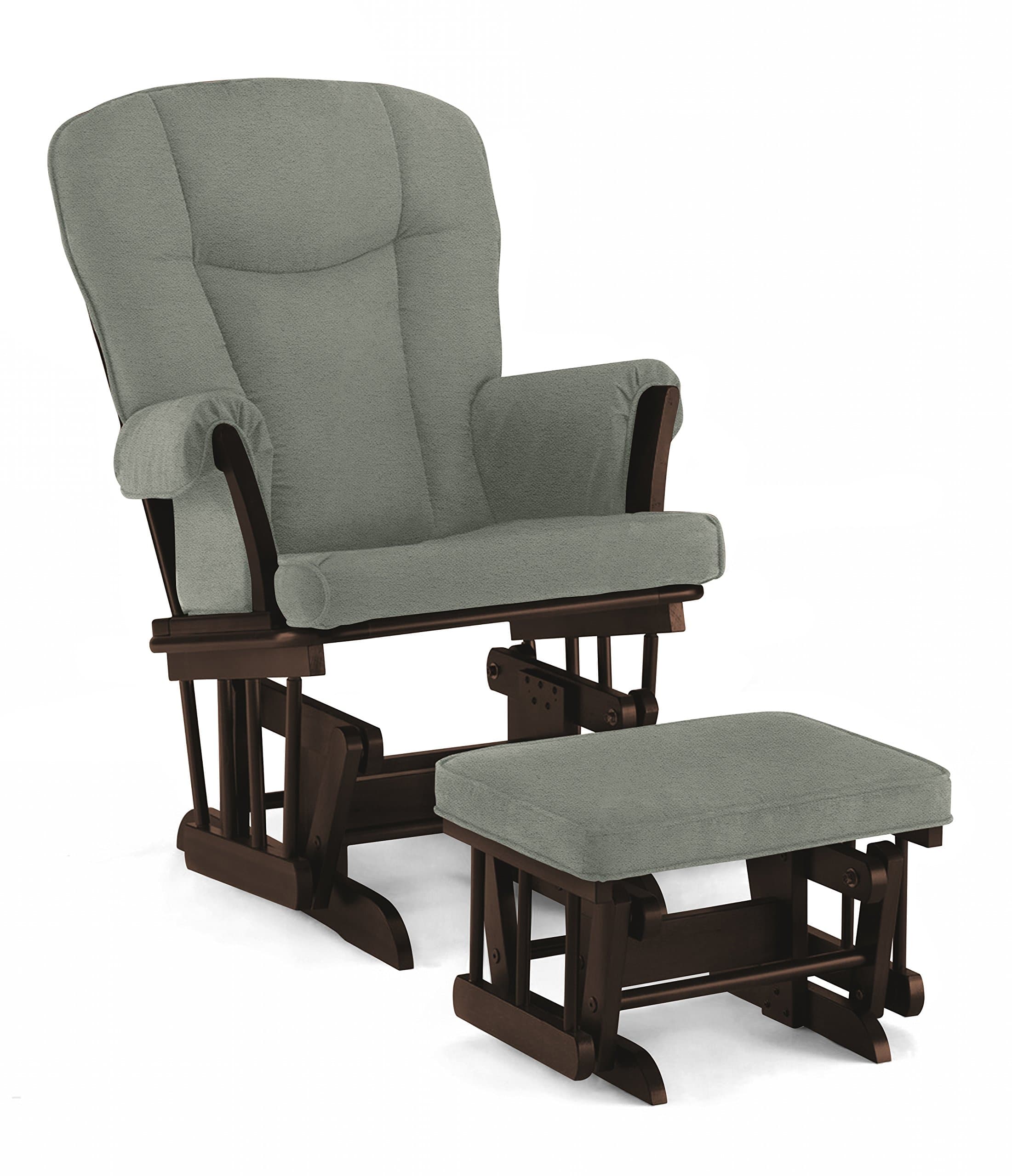 Lennox Stanton Transitional Style Glider Chair and Ottoman Combo, Espresso with Grey