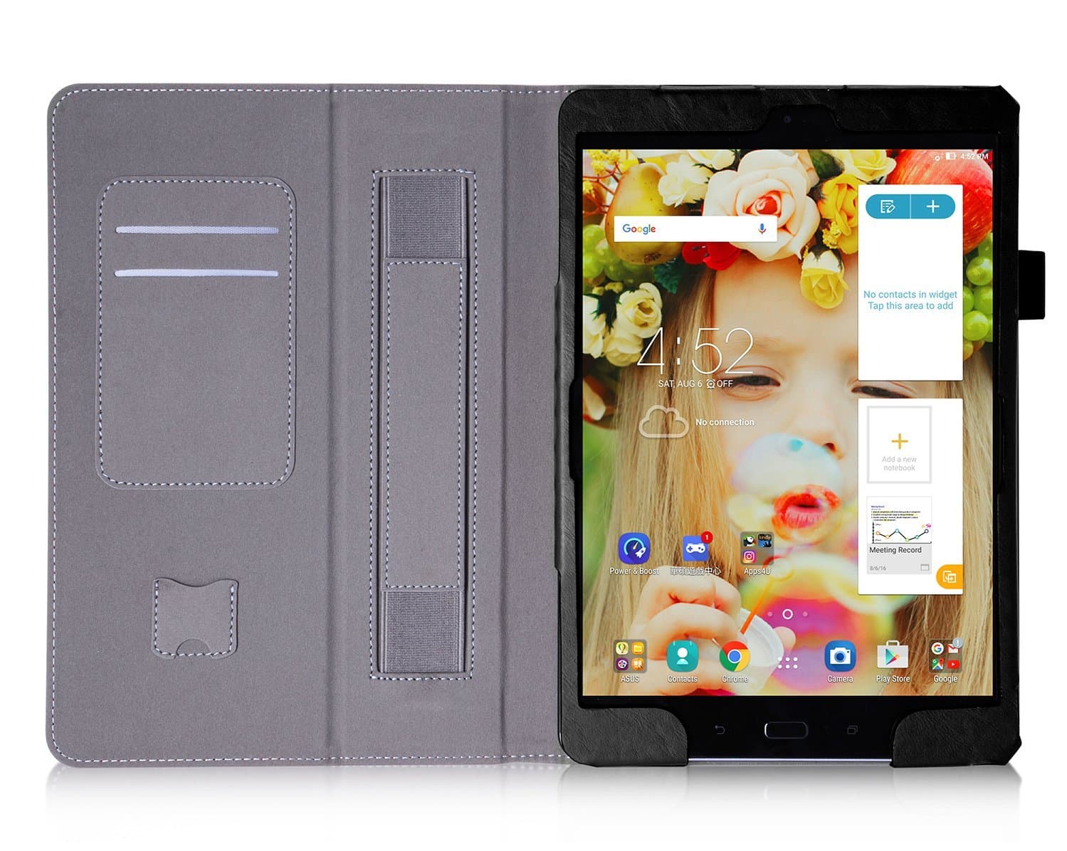 FORDREAMS Tablet Case Series Premium PU Leather Case All-Powerful Protective Stand Cover for ASUS Zenpad 3S 10 9.7 inch Z500M Tablet with Velcro Hand Strap and Card Slots (Black)