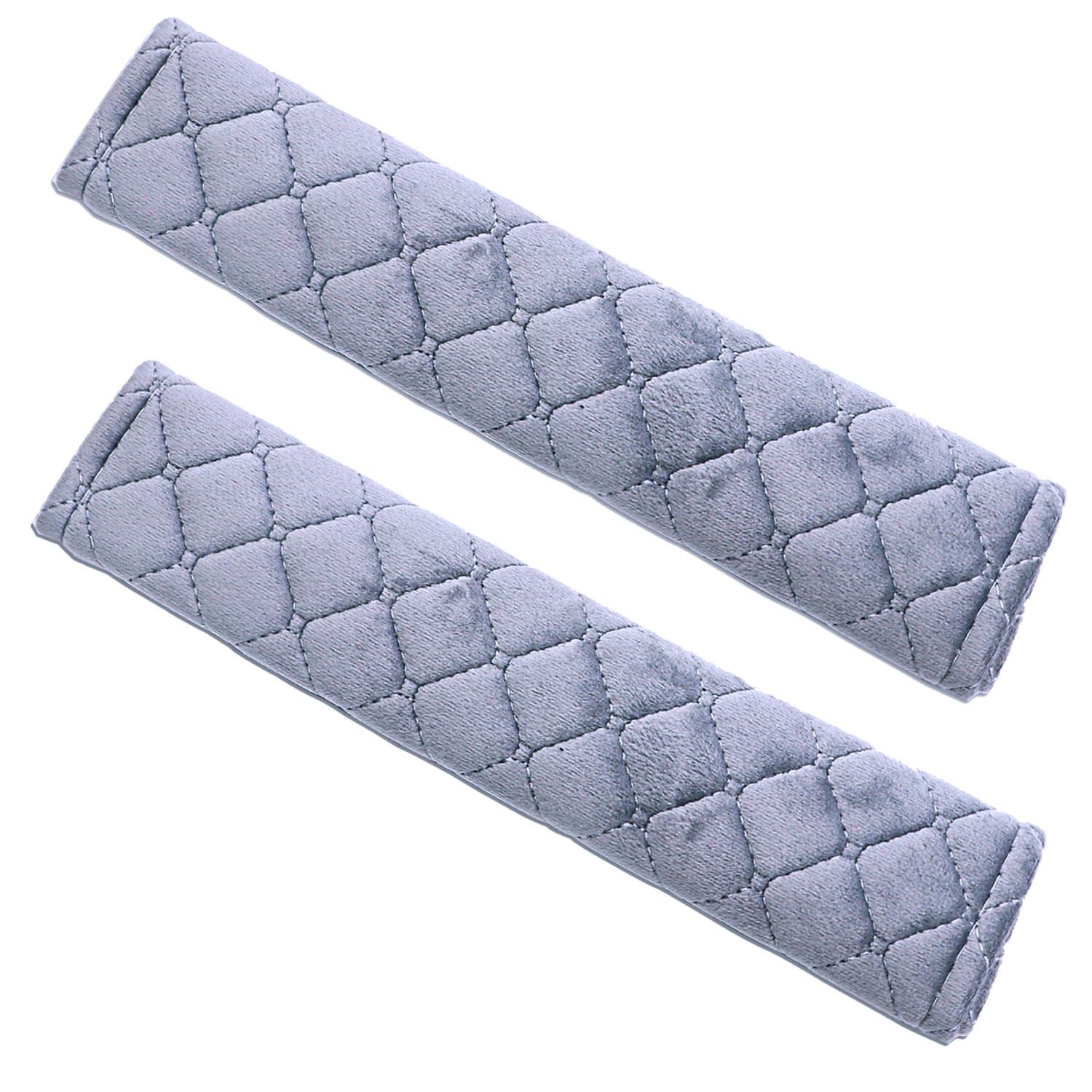 ESFUN 2 Pack Gray Universal Car Safety Seatbelt Shoulder Strap Pad Soft Headrest Neck Support Pillow Cover Cushion,No Slip,No Rubbing