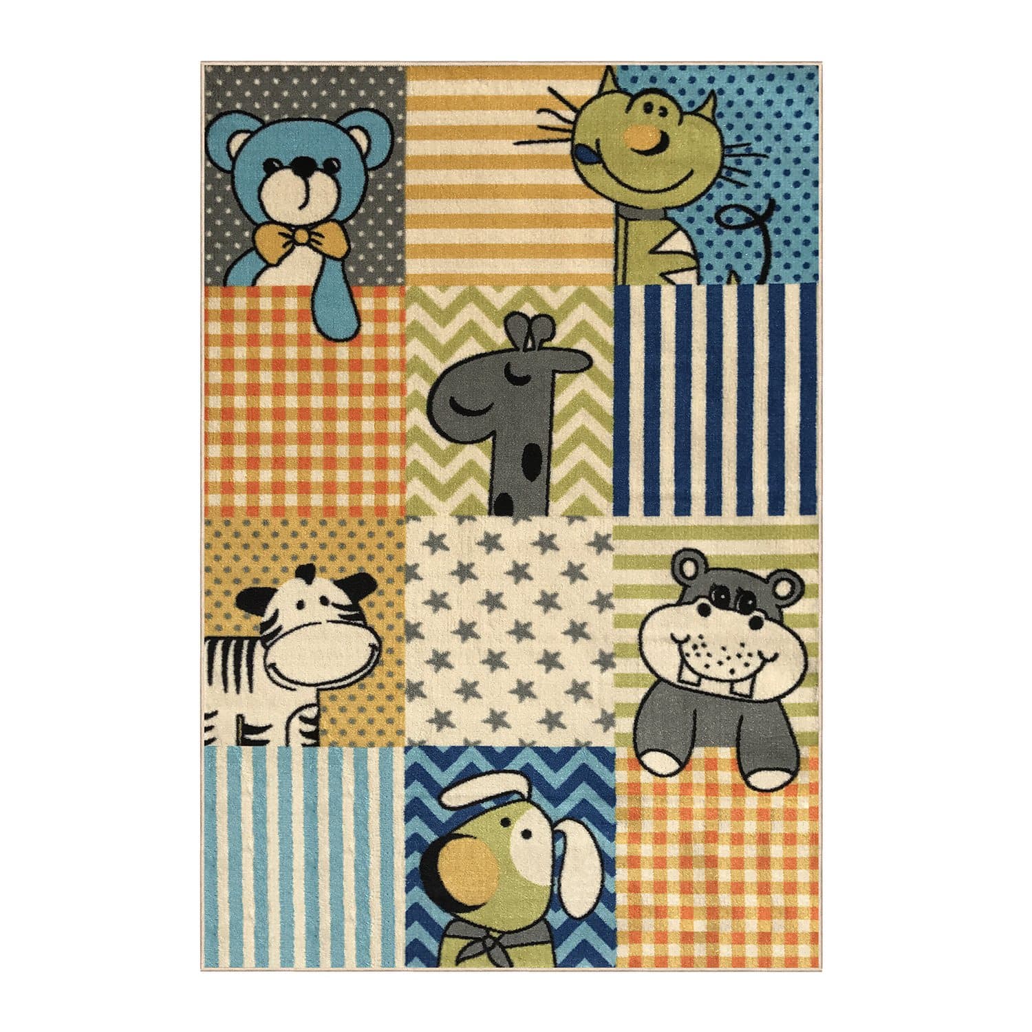 Rubber Backed 3'3" x 5' Soft Kids Childrens Animals Multi Color Playroom Nursery Educational Area Rug