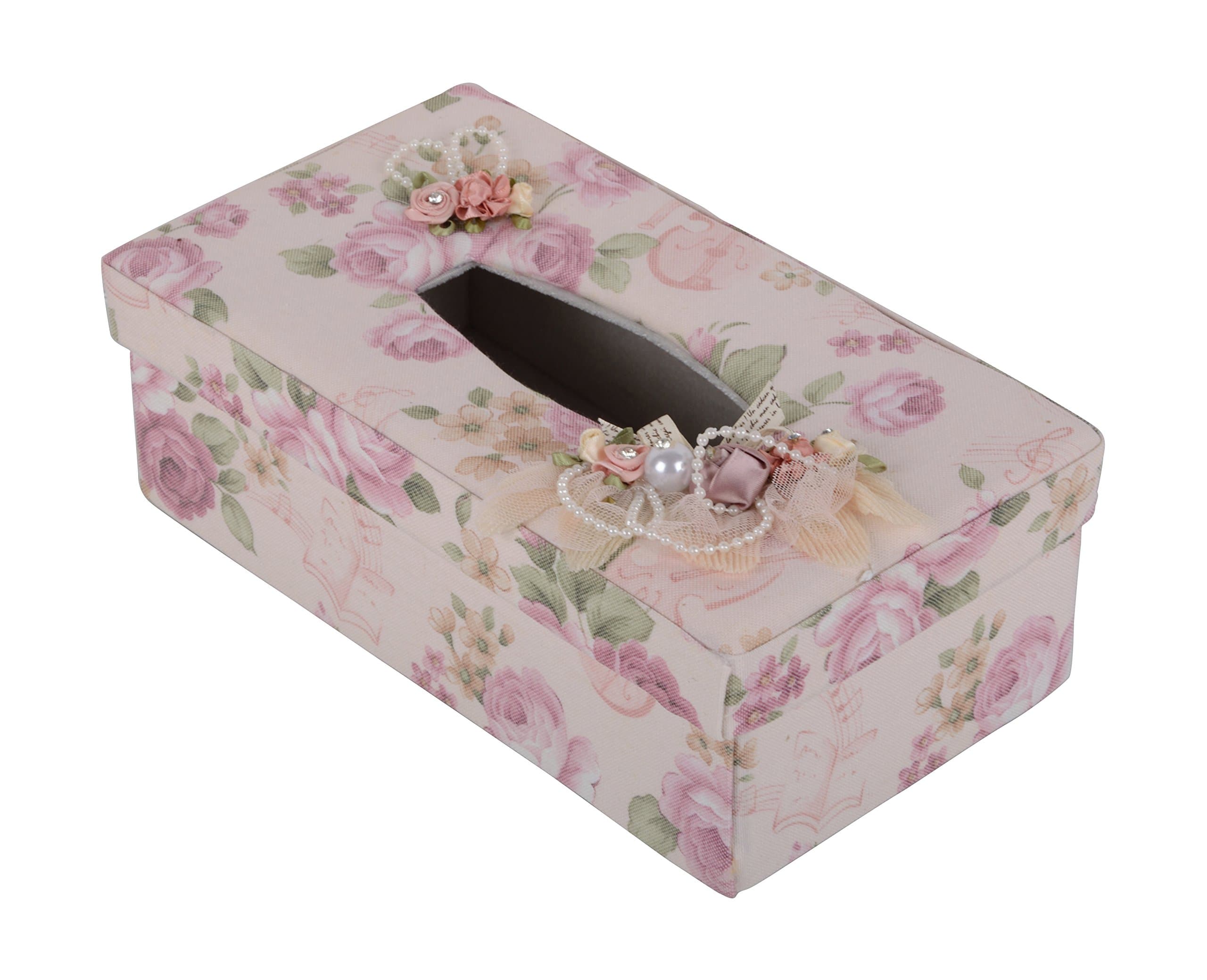 Vadehra Artefacts Fabric Tissue Paper Box Pink