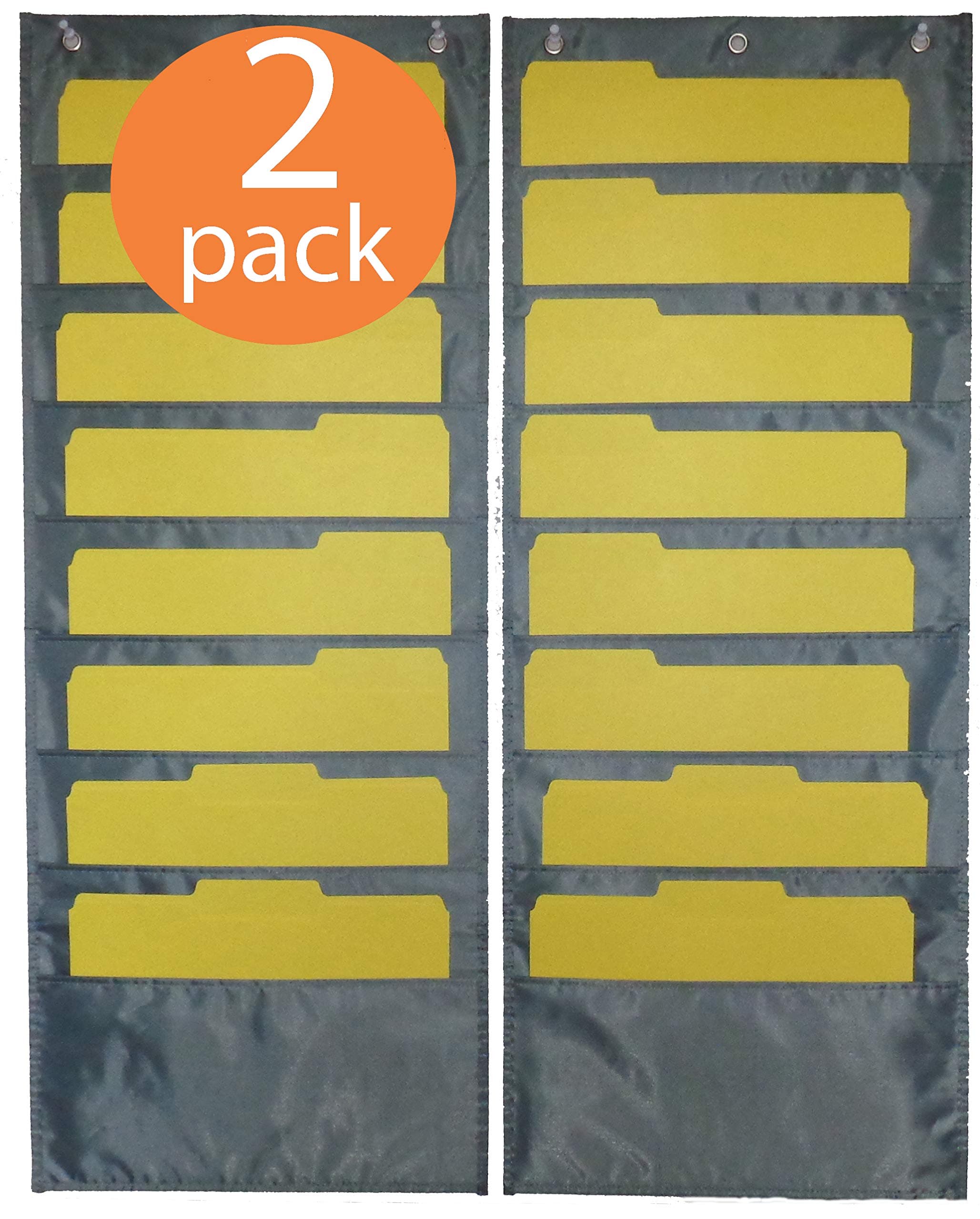 WALL HANGING FILES HOLDER - PREMIUM 2 Pack each holds 8 files - Office wall files organizer, Cascading files for home office, School file pockets for wall, Organizer pocket office by OVATION HOME