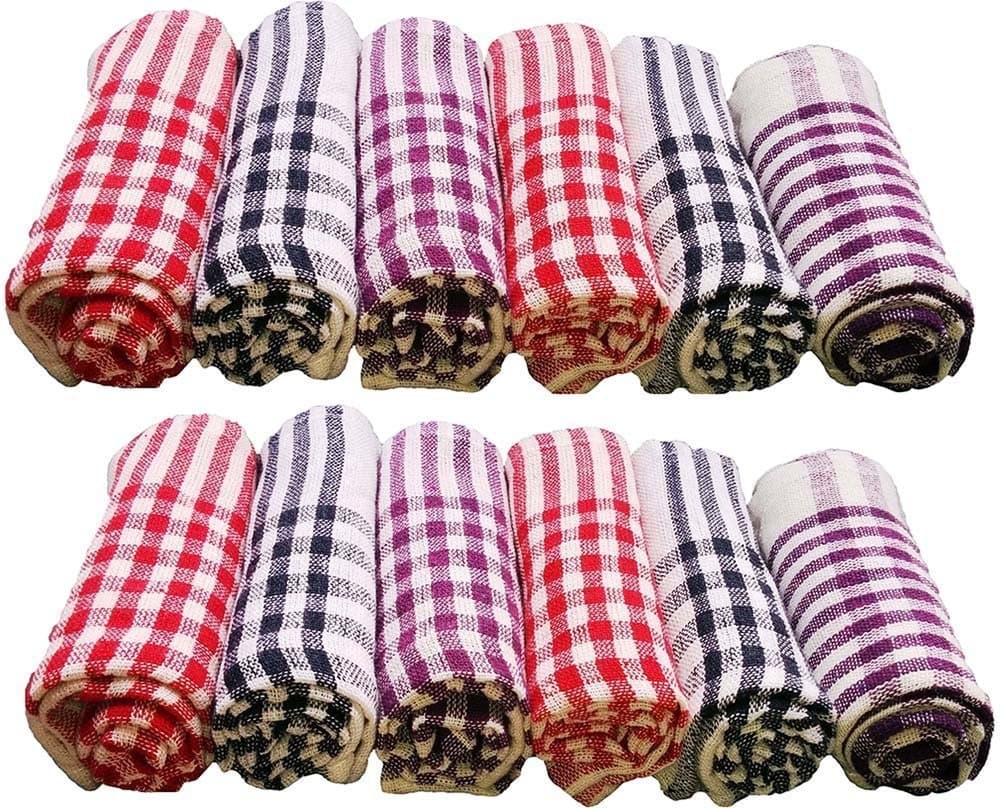 Niranj Cotton Cleaning Cloth Kitchen Multipurpose Napkin (15X15 Inch, Multicolour) - Pack of 12