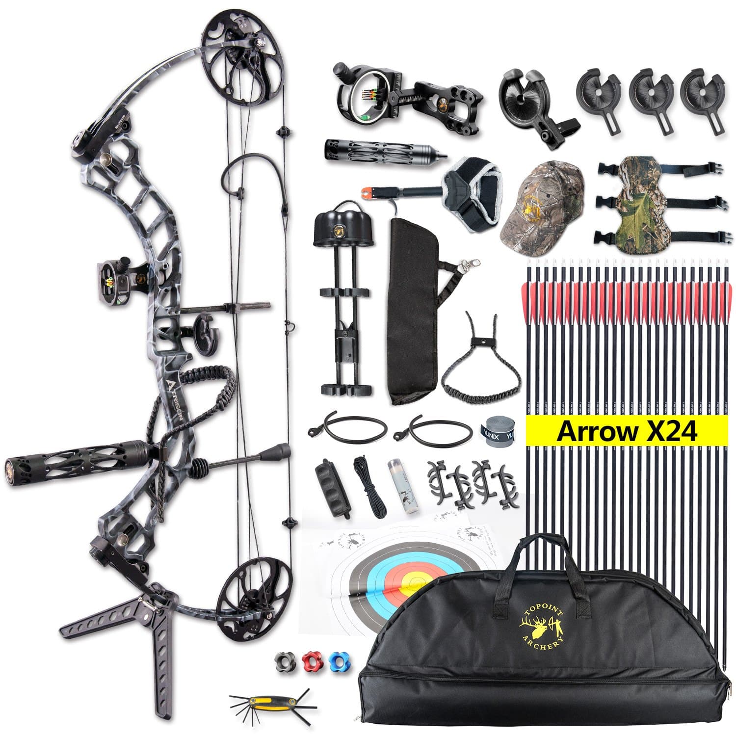 ANTSIR Trigon Compound Bow Kit for Adult,19-70Lbs 19"-30" Archery Hunting Equipment 320fps,CNC Milling Bow Right Hand
