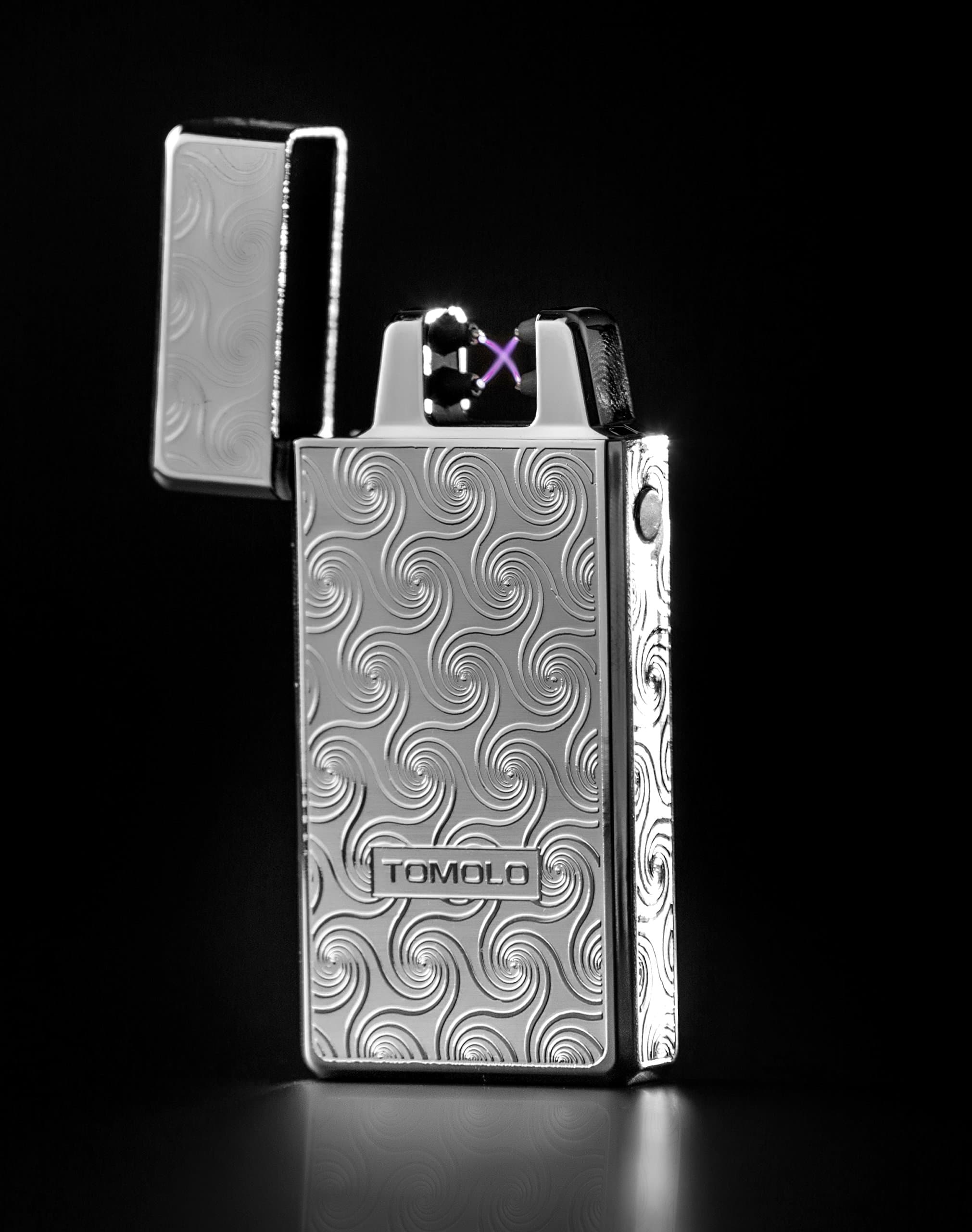 Tomolo USB Rechargeable Windproof Flameless Lighter Double Electronic Plasma Arc Lighter,Durable,Cool,with Clean Brush, USB Cable,Gift Box