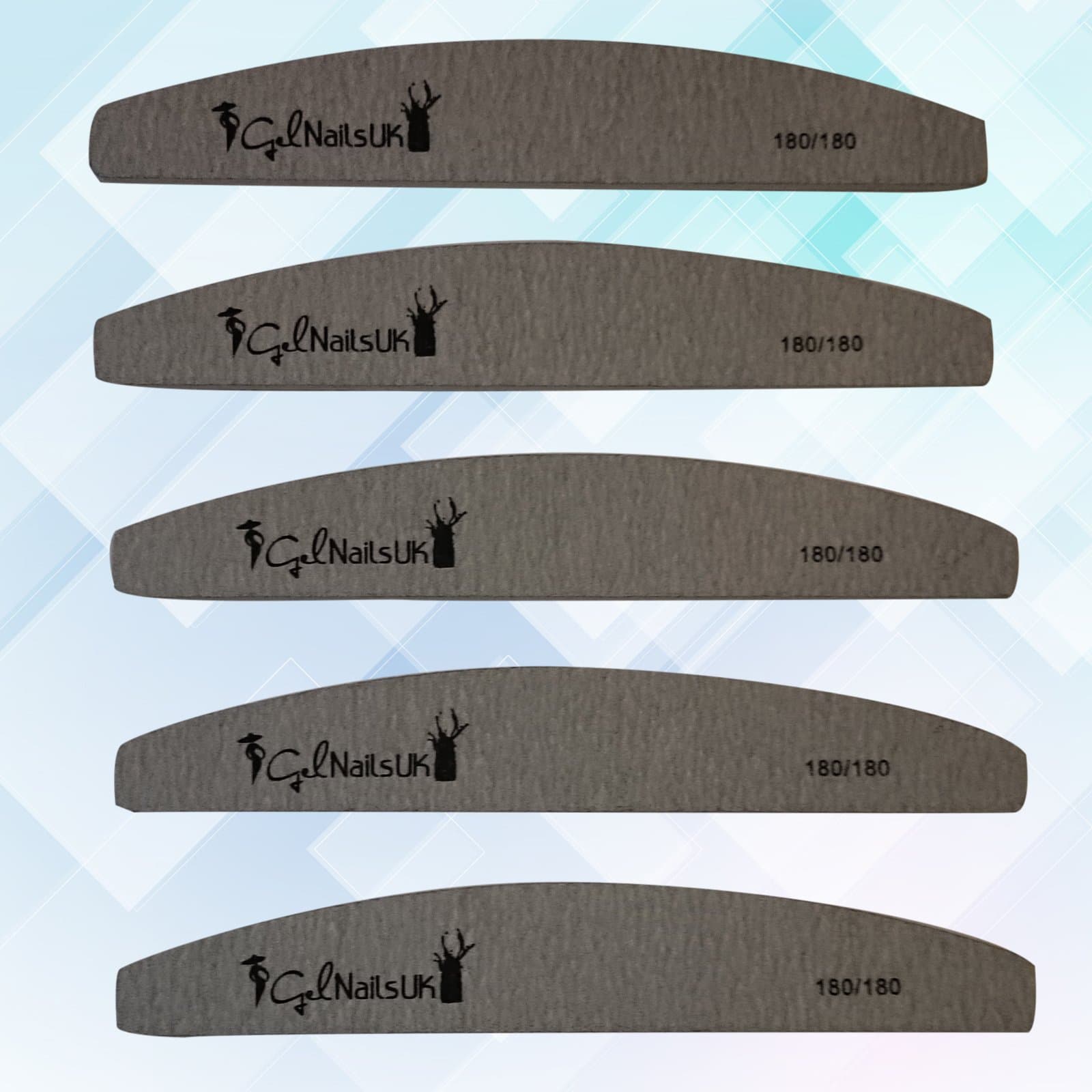 Gelnailsuk 5pcs Grey Nail Files Buffer Sanding 180/180 Grit Zebra Moon Emery Board Nail Art Tips Manicure Pedicure