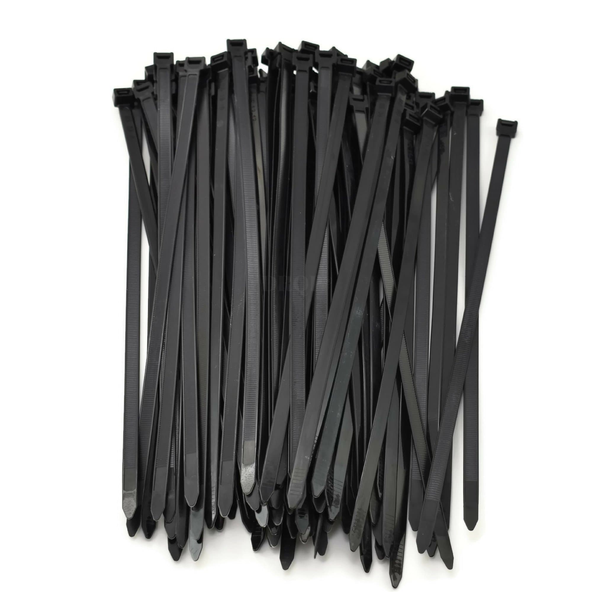 Multi-Purpose Strong Cable Ties (Pack of 100), 50 lbs, Black, Self Locking Zip TIes (8 inch)