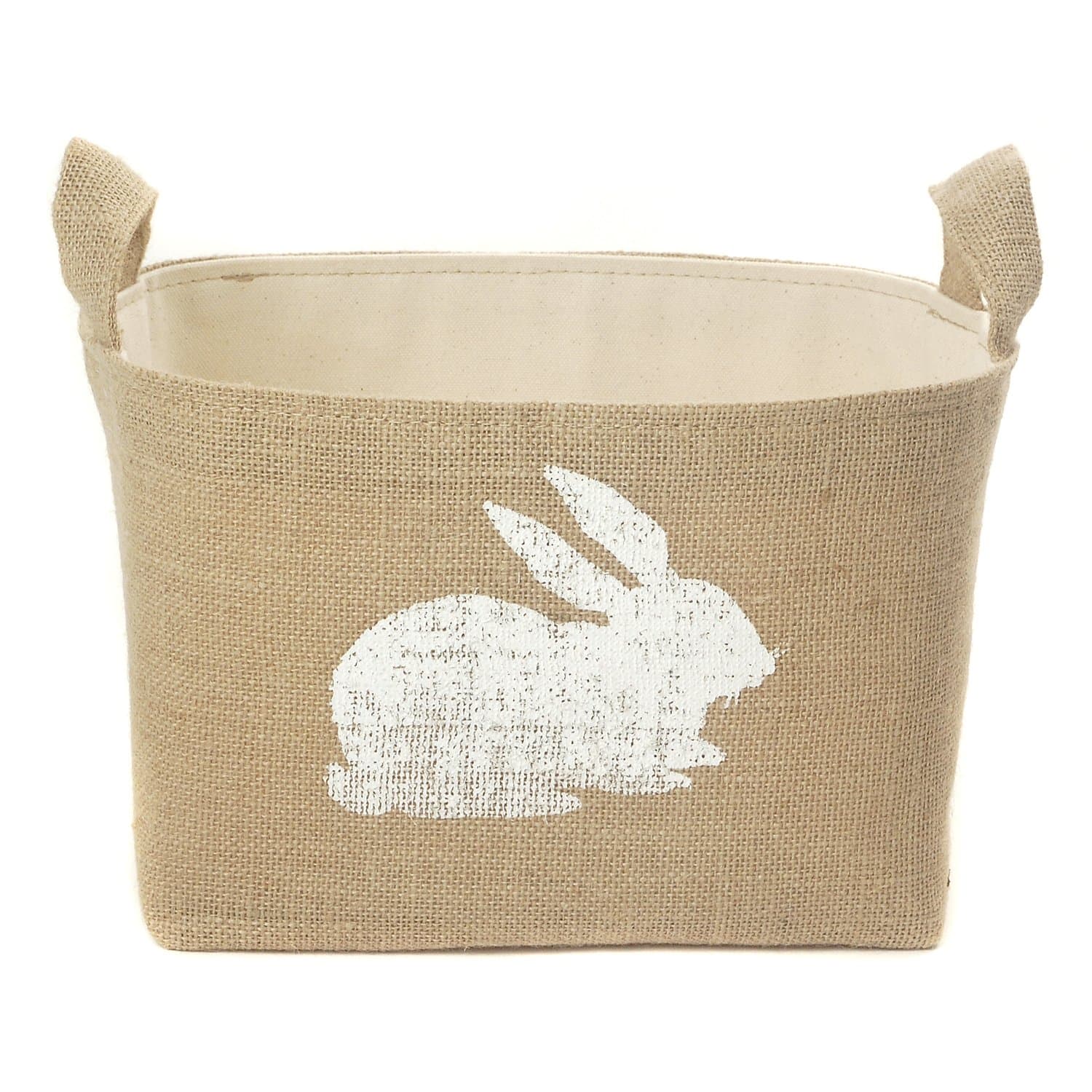A Southern Bucket Sitting Bunny Burlap Storage Bin