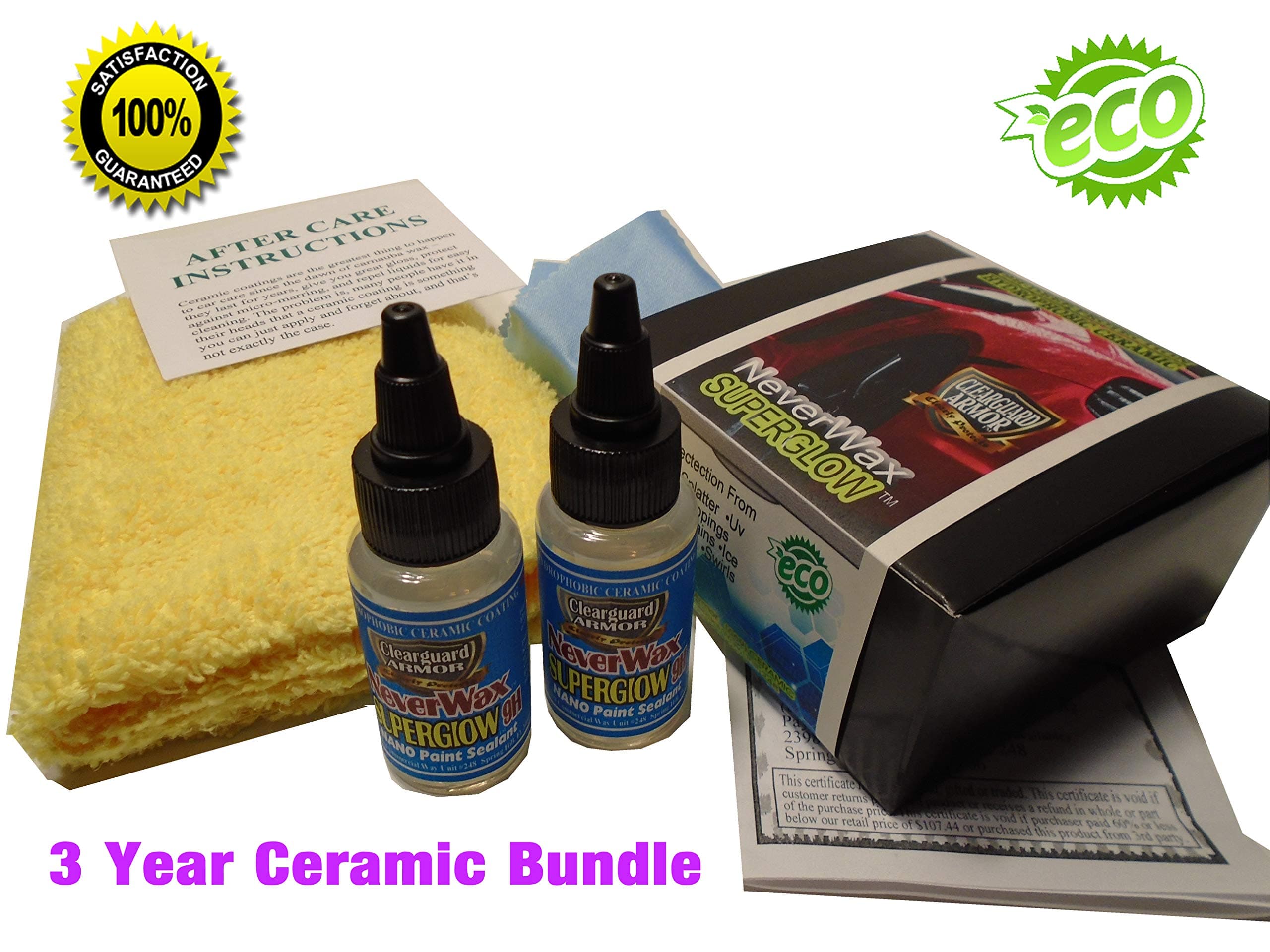 Clearguard Armor Si02 Shine Armor Nano Ceramic - Car Ceramic Coating Kit Clear Sealant - Stop flying Splatter & UV damage. Deep Gloss Easy To Apply Long Lasting, 3 Year Guarantee Huge 60ml Kit USA Com