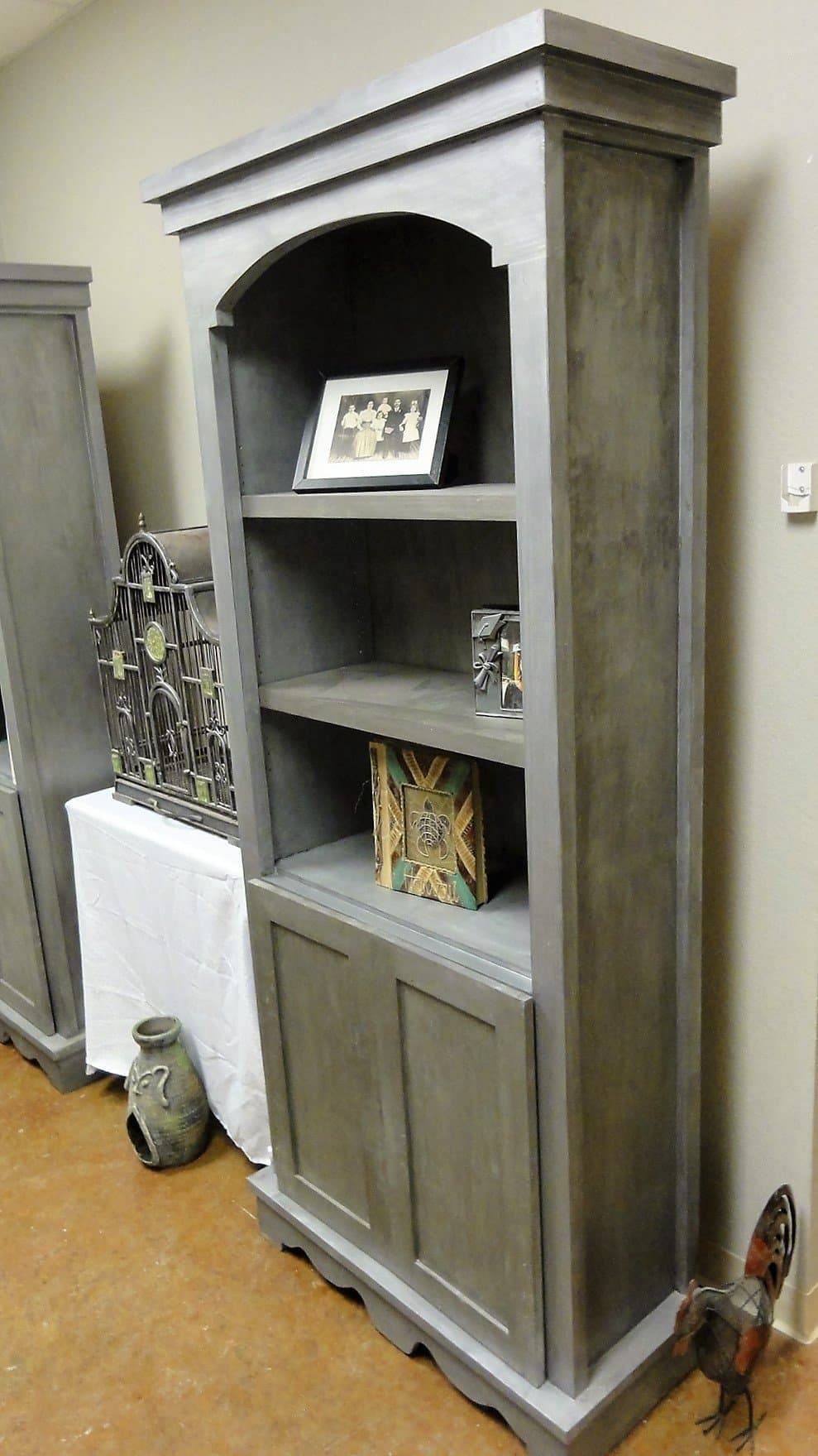 Shabby Chic Metalic Finish Solid Wood Bookshelf