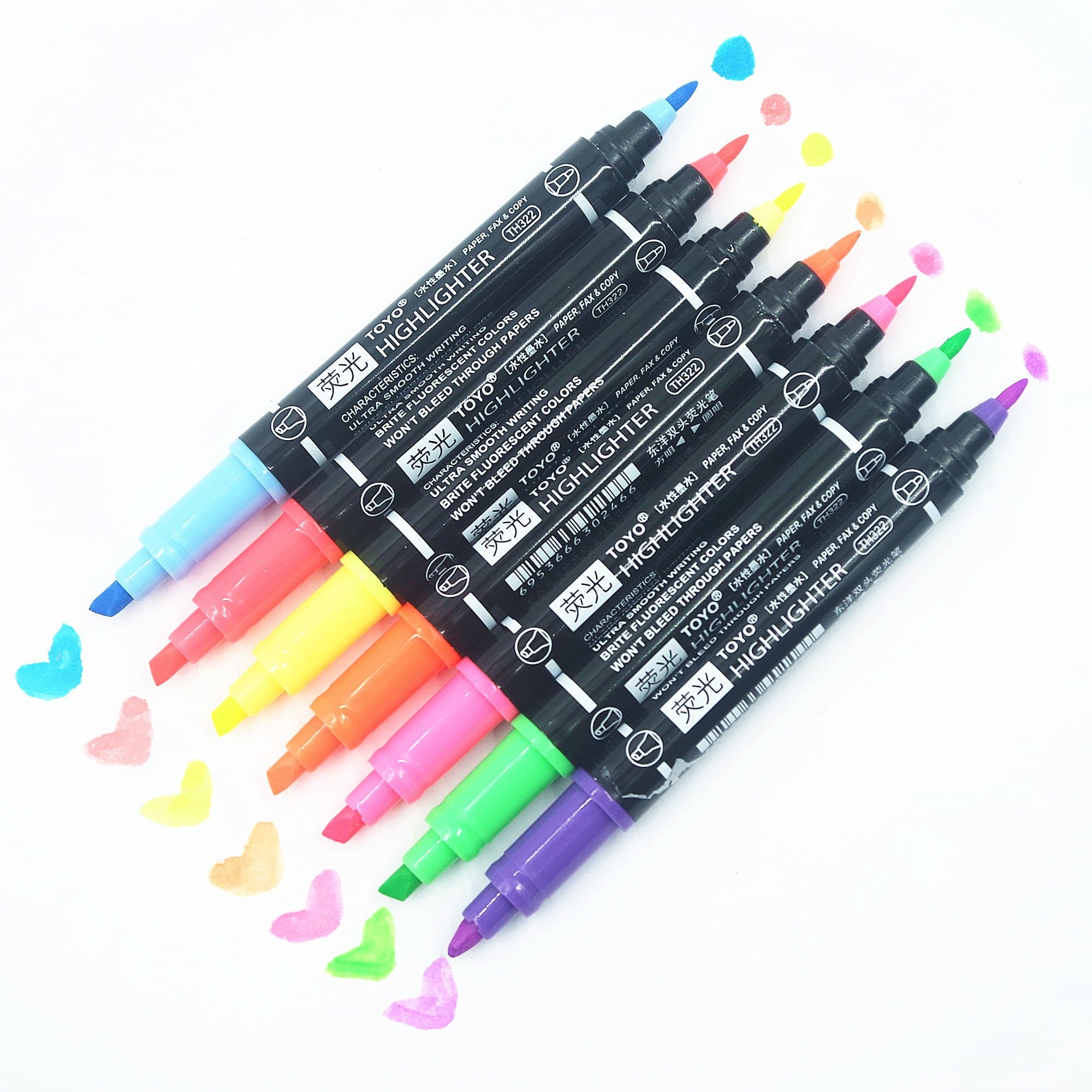 Double head Highlighter Highlighters 7 Colors Dual Tips Permanent Art Markers Highlighter Perfect for Bible Study, Classroom and office