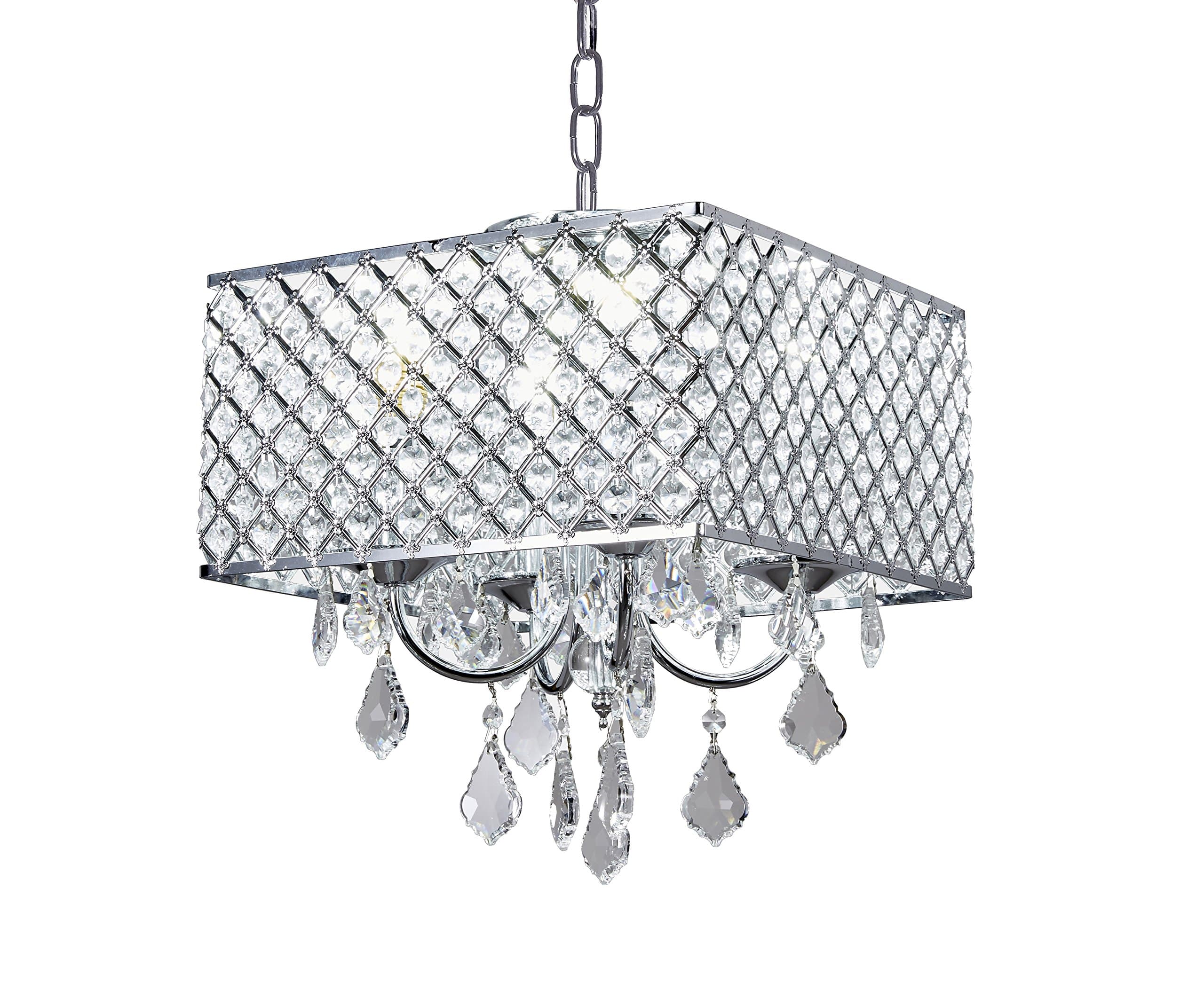 Broadway Silver Classic Crystal Chandeliers Modern Lamps Pendant Light Ceiling Fixture, BL-AAG/D-4L-W12 Silver