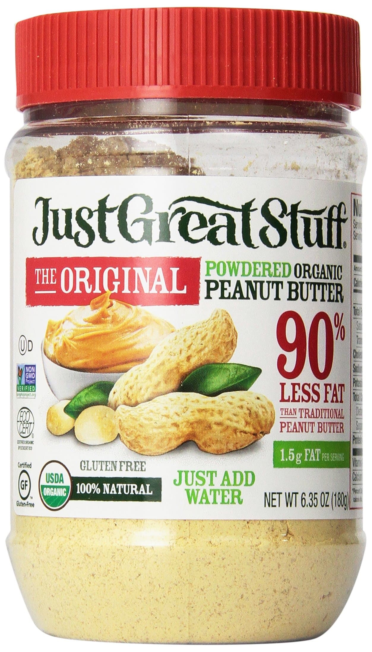 Just Great Stuff Organic Powdered Peanut Butter, 6.35 Ounce -- 12 per case