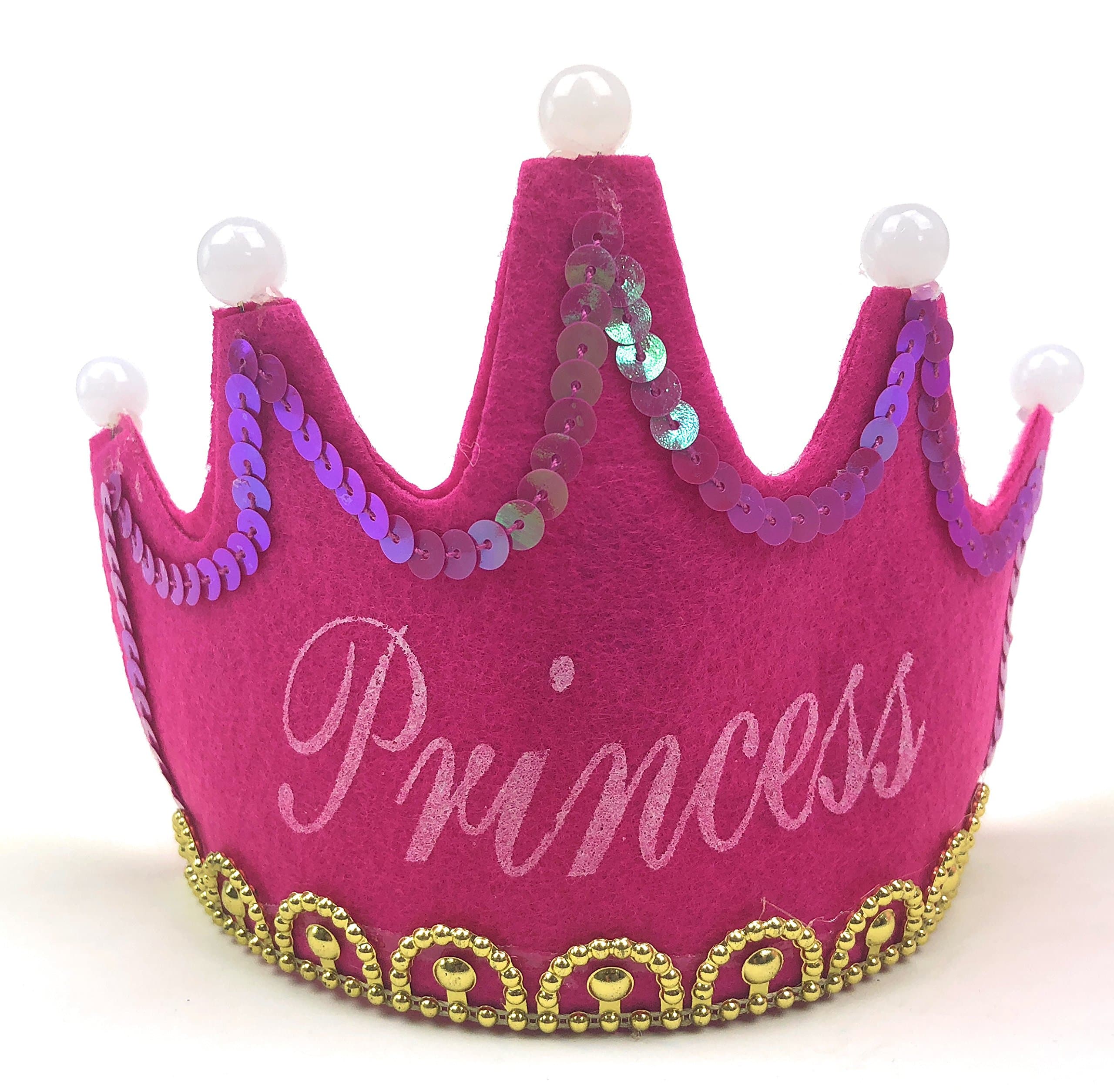 AEX Plush Tiara Party Prop With Optional LED Switch (Pink)