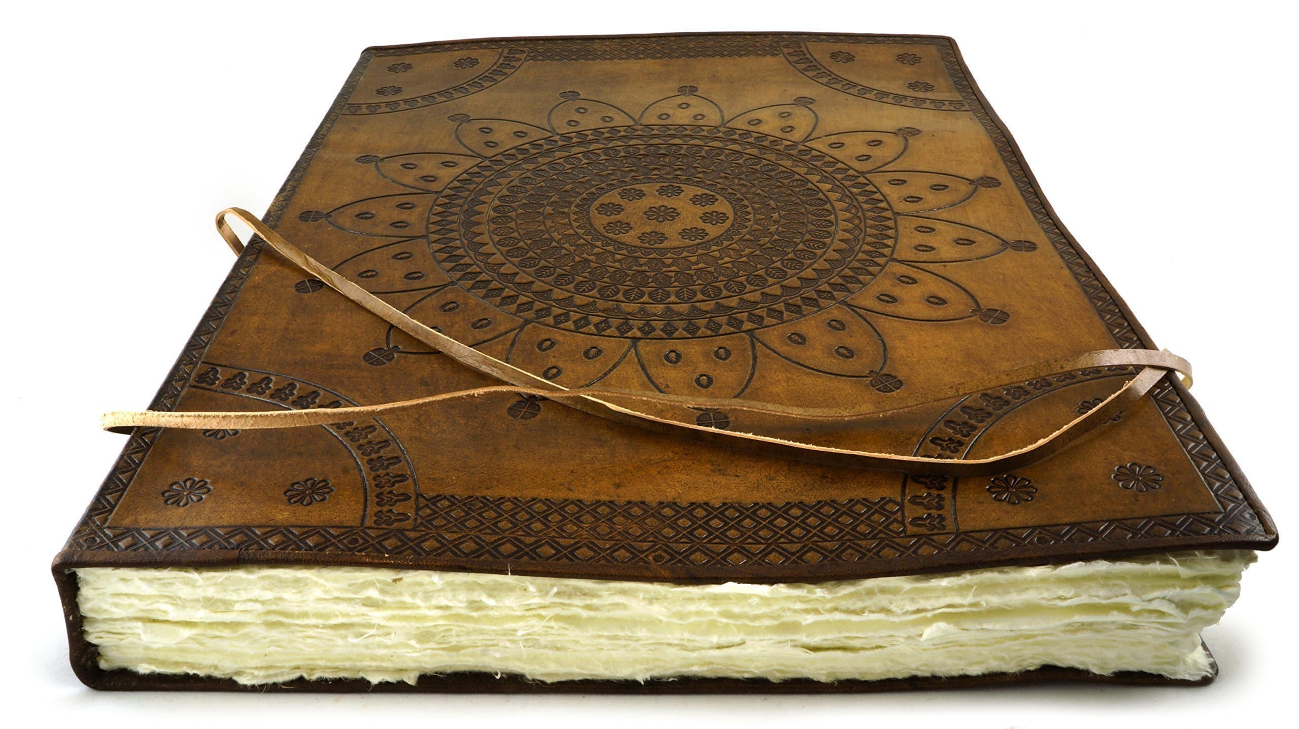 Largest Leather Artist Sketchbook Journal 18" x 14" Hand Torn Deckle Paper