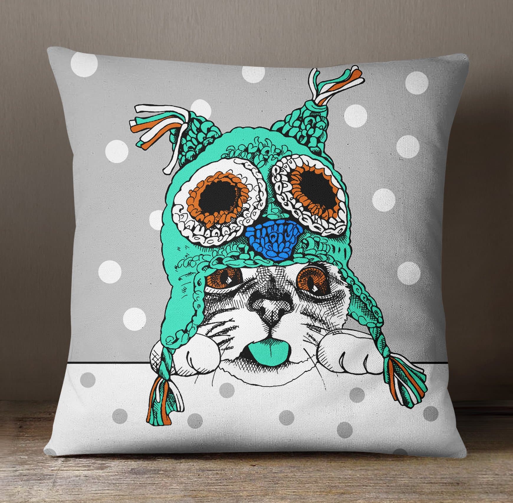 S4Sassy Decorative Dog Printed Throw Green Cushion Case Square Pillow Cover - Choose Size
