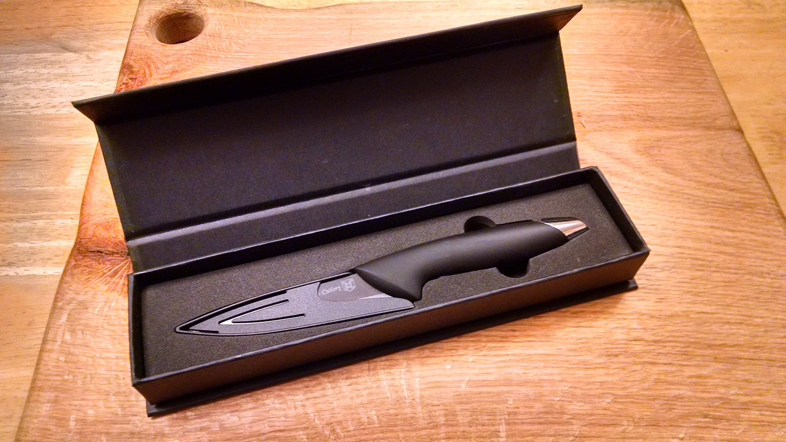 Ceramic Kitchen Paring Knife (Black Blade) Professional Chef Grade Quality Cutlery (4”) Comes with Protector Sheath Cover Guard & Gift Box Case!